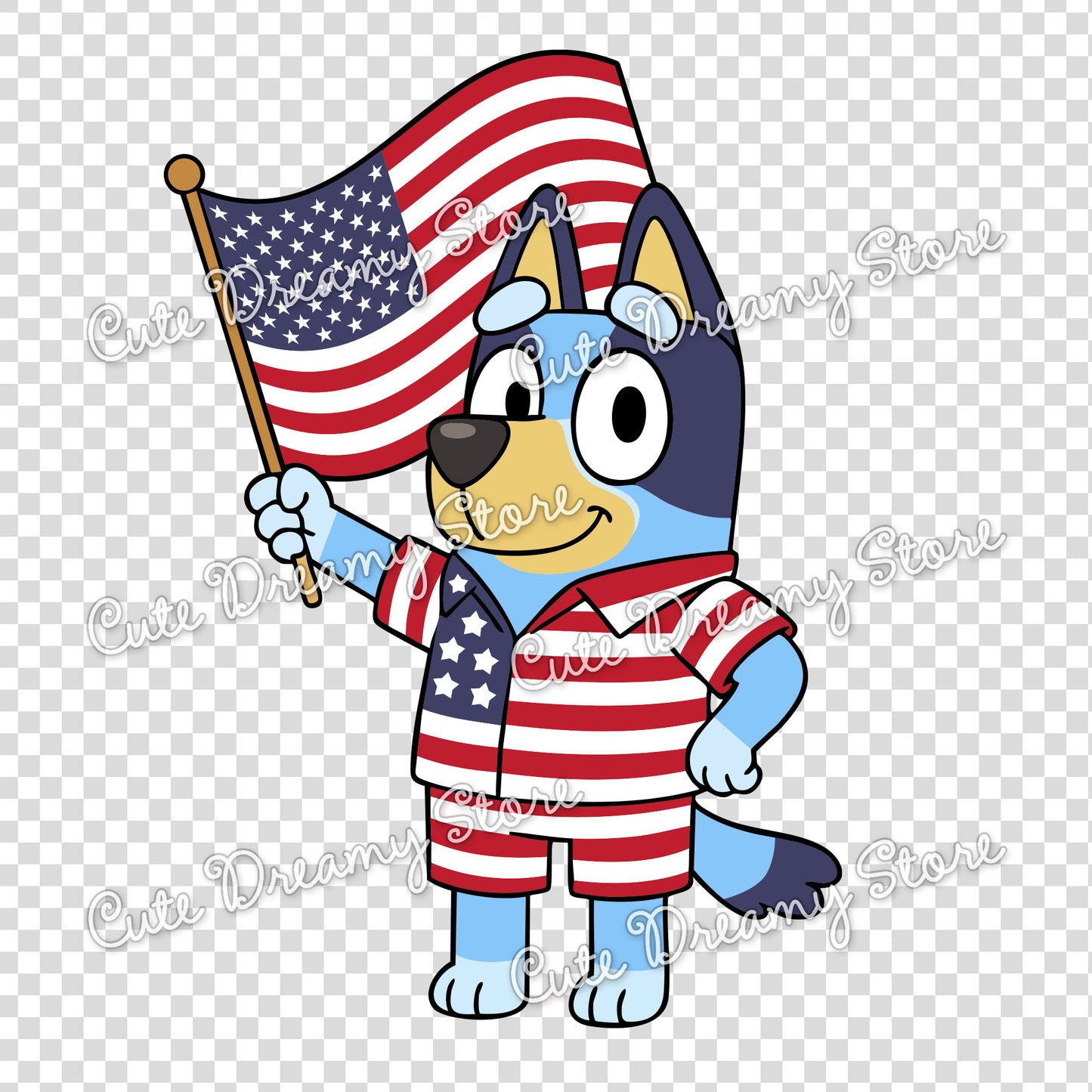 Bluey 4th of July clipart SVG / PNG / EPS vector