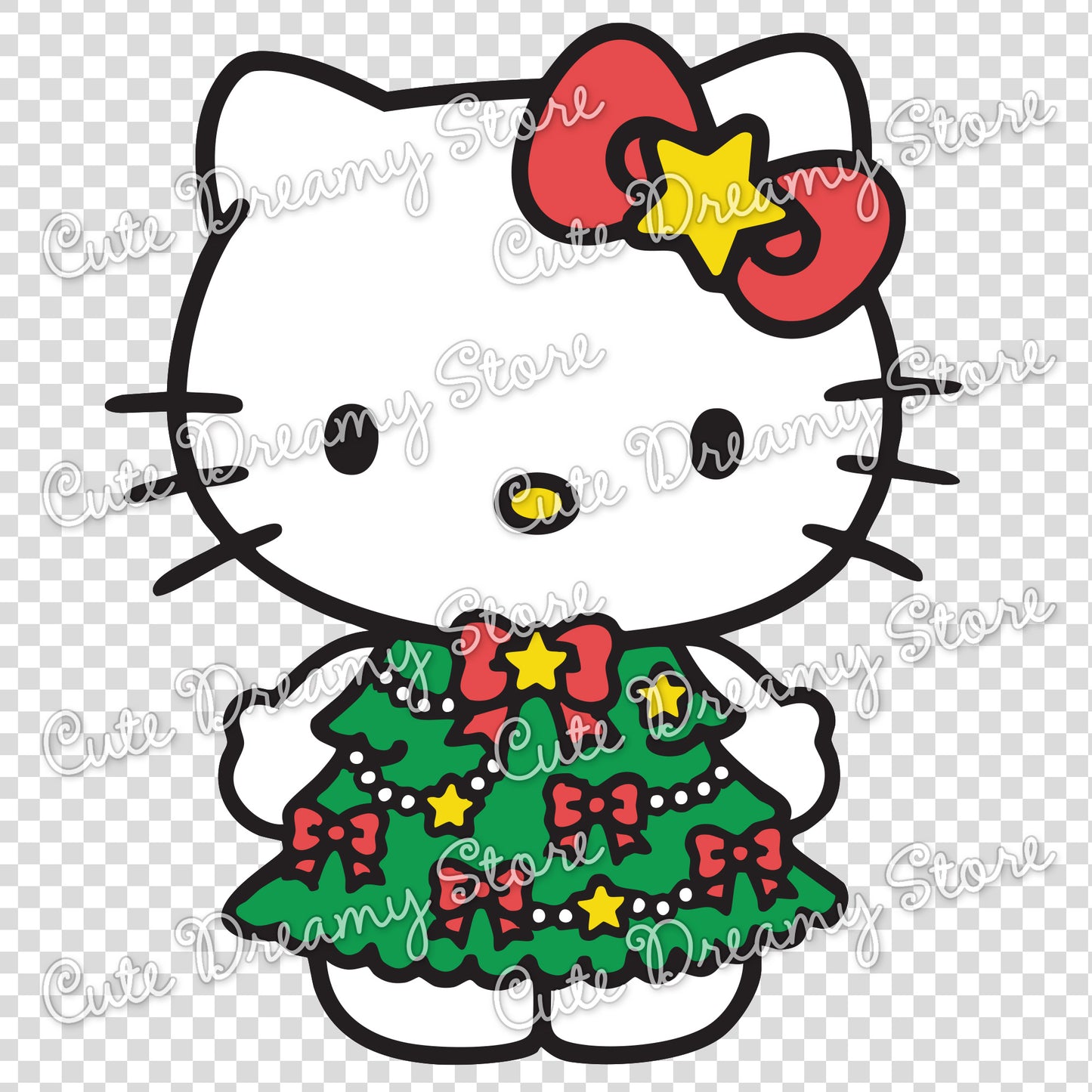 Christmas Hello Kitty Tree Clipart SVG / PNG / EPS vector 01
