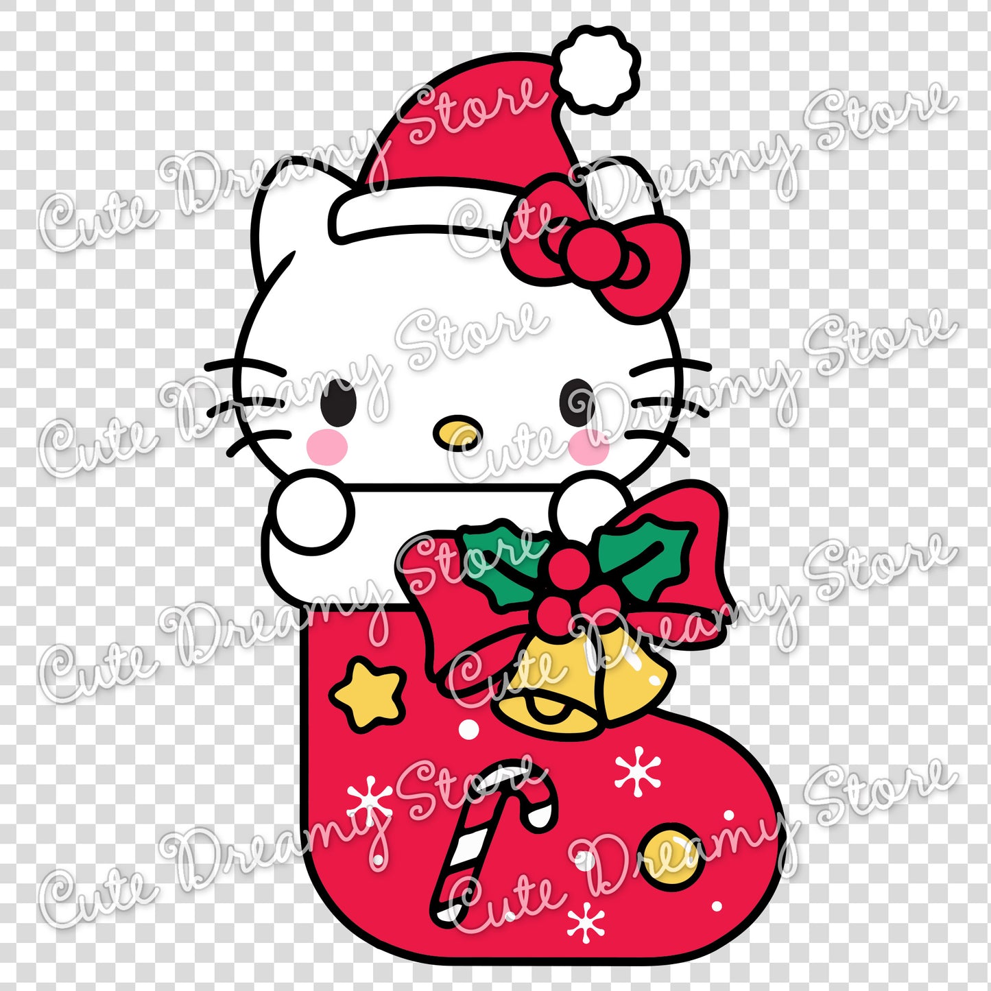 Christmas Stocking Hello Kitty Clipart SVG / PNG / EPS vector