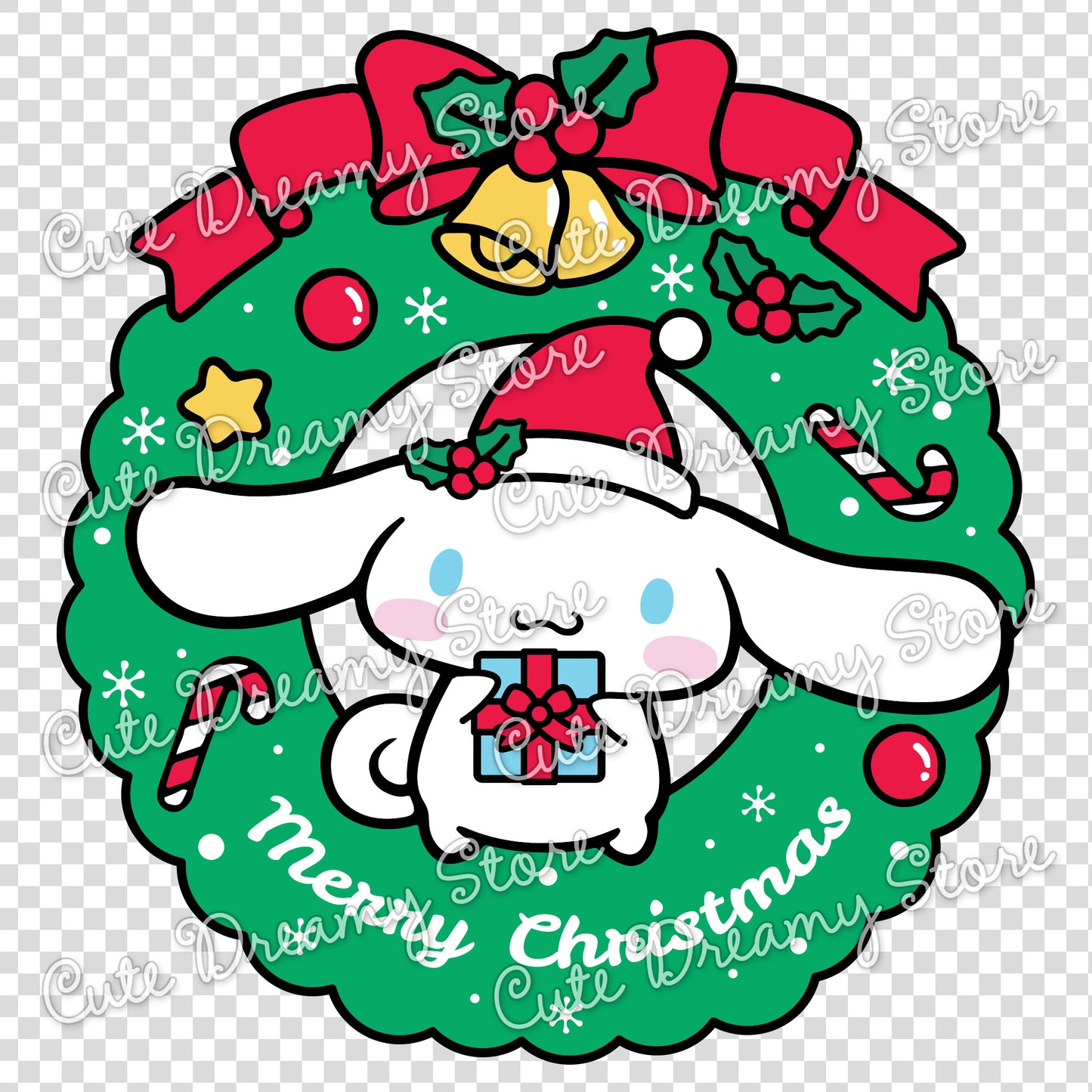 Christmas Wreath Cinnamoroll Clipart SVG / PNG / EPS vector