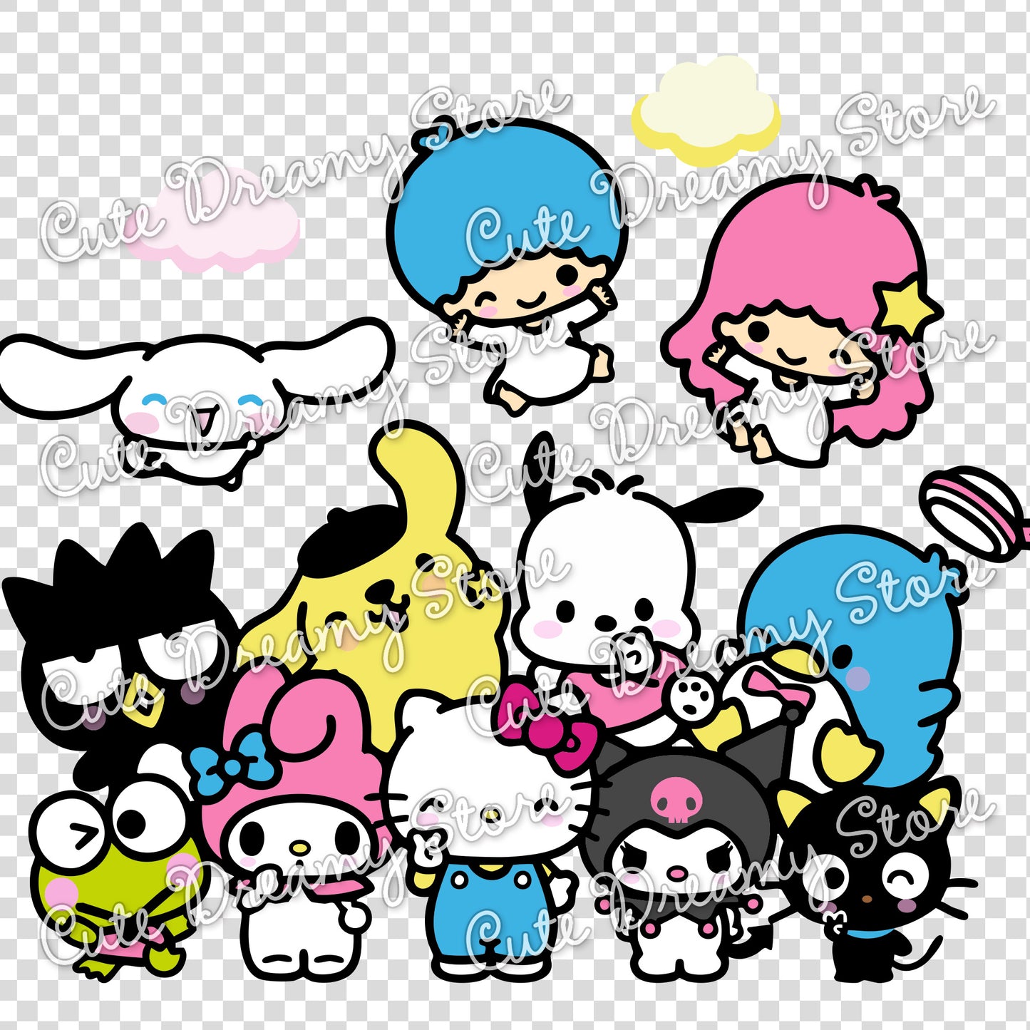 Cute Hello Kitty and Friends Clipart SVG / PNG / EPS vector