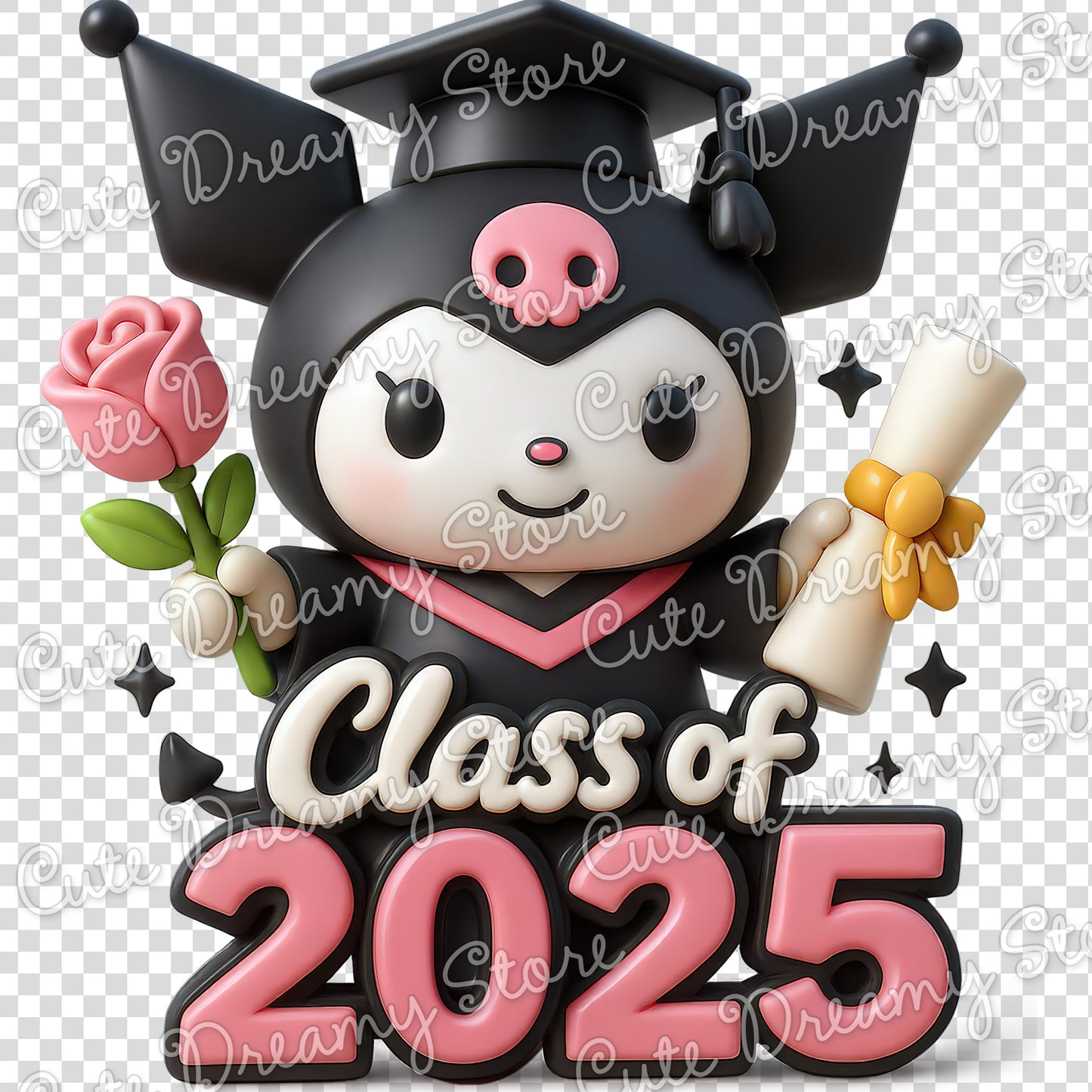 Cute Kuromi Graduation 2025 PNG | 3D Clipart Download