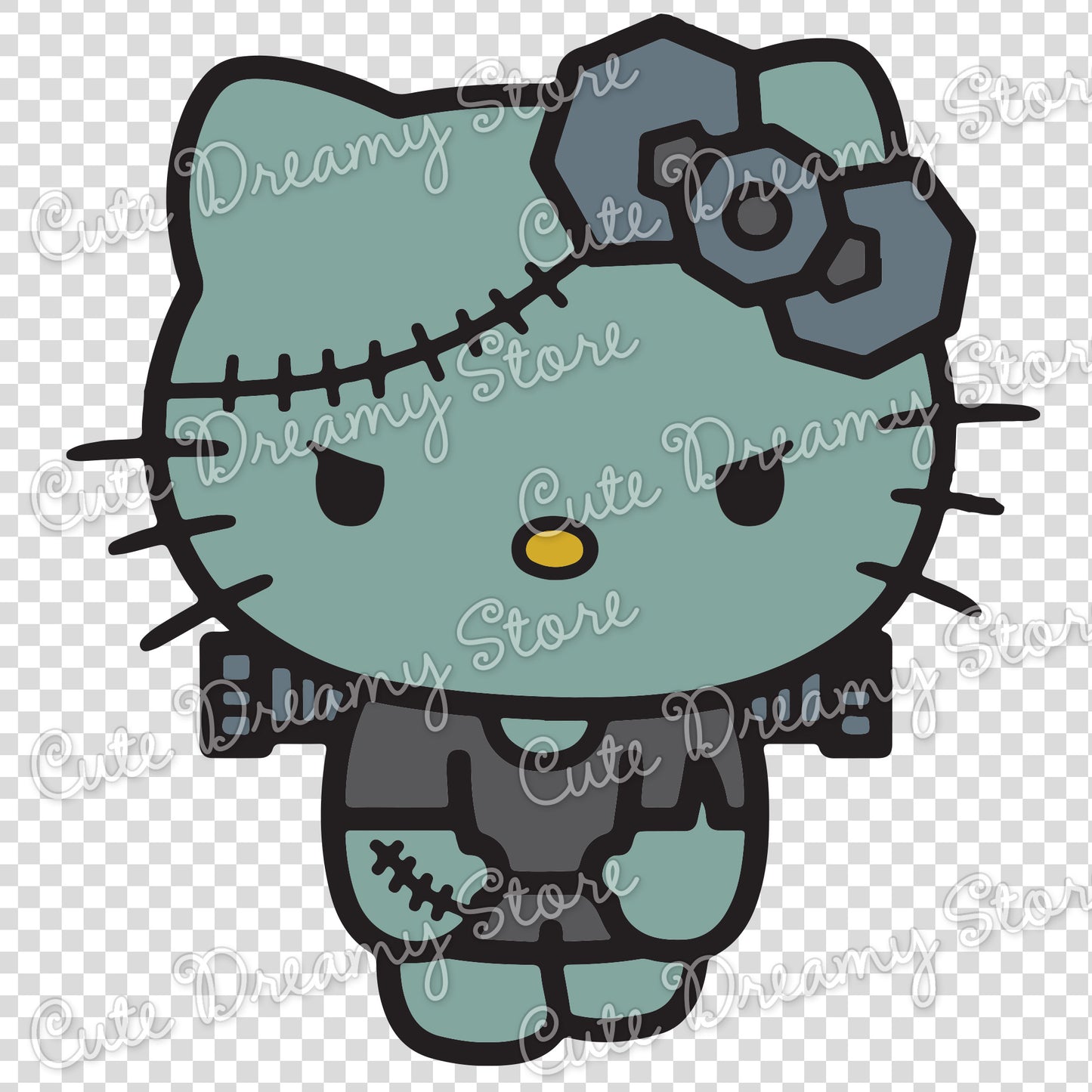 Halloween Frankenstein Hello Kitty Clipart SVG / PNG / EPS vector