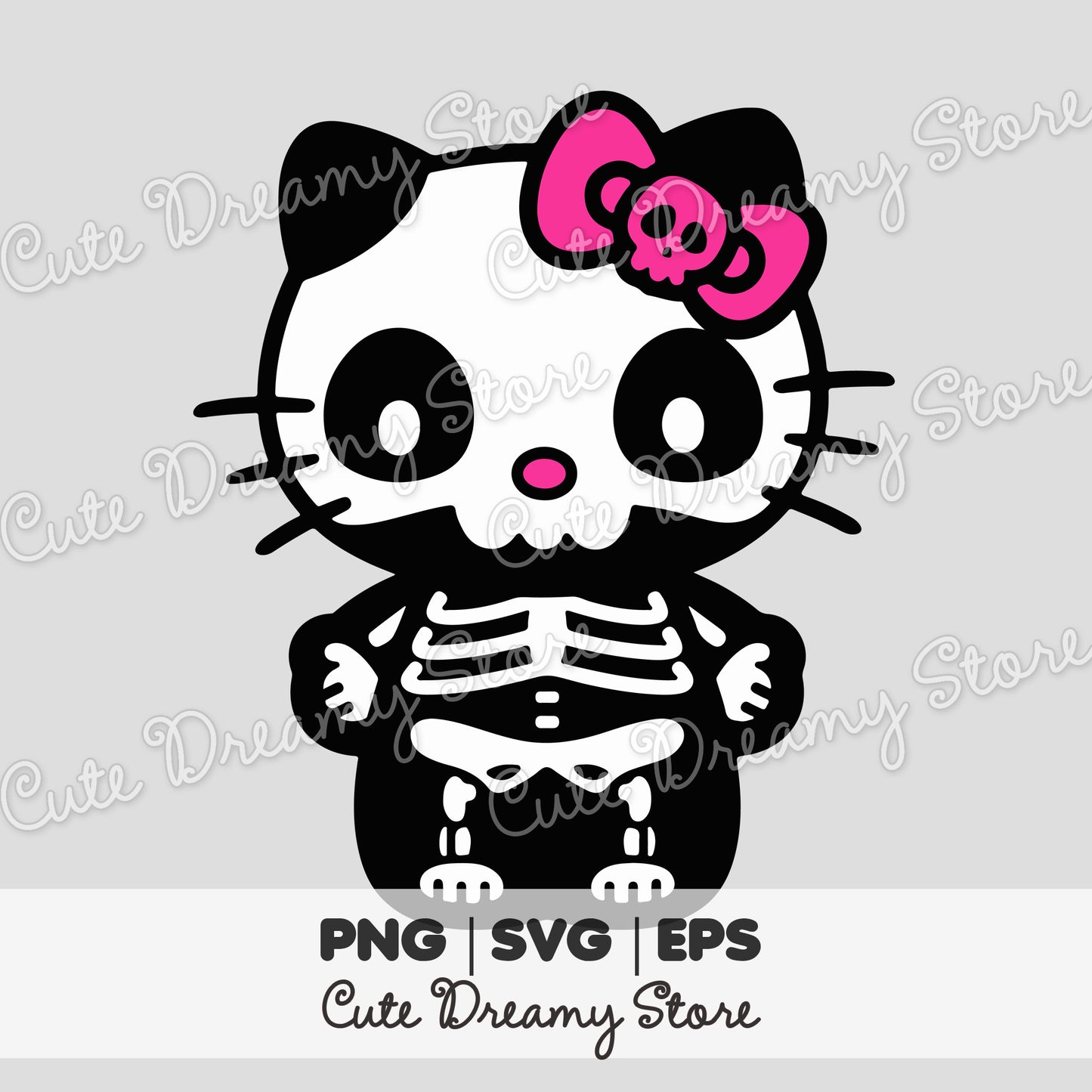 Halloween Skeleton Hello Kitty Clipart SVG / PNG / EPS vector