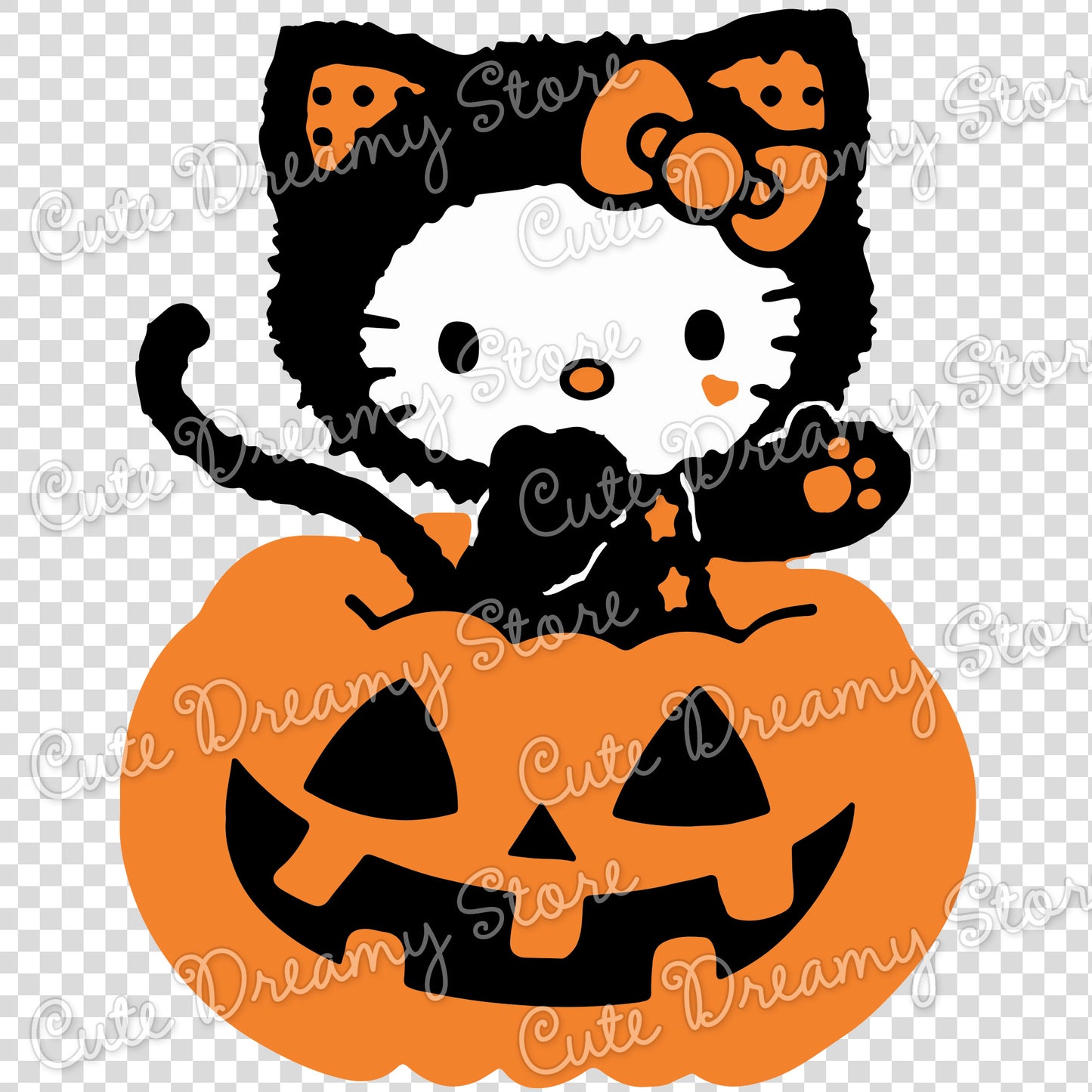 Halloween Pumpkin Hello Kitty Clipart SVG / PNG / EPS vector 02