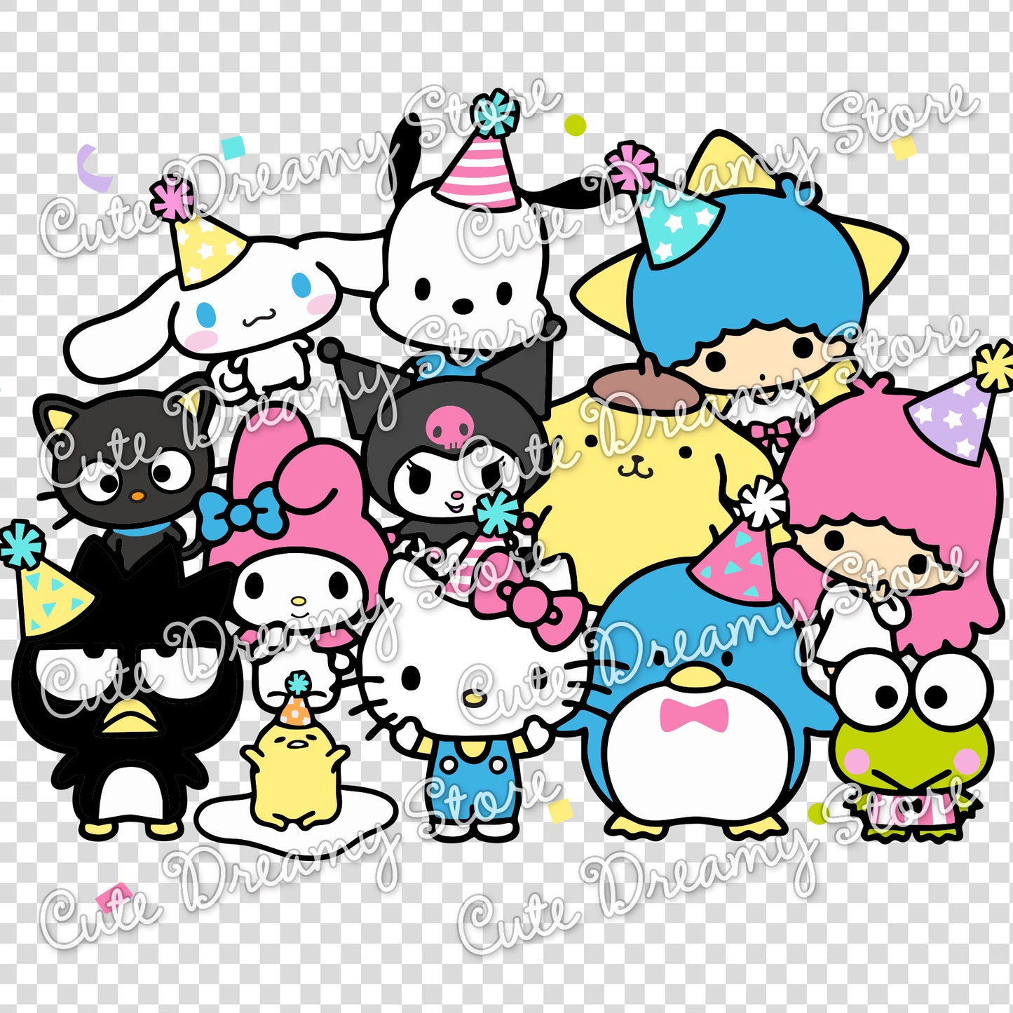 Cute Hello Kitty & Friends Birthday Party Clipart SVG / PNG / EPS
