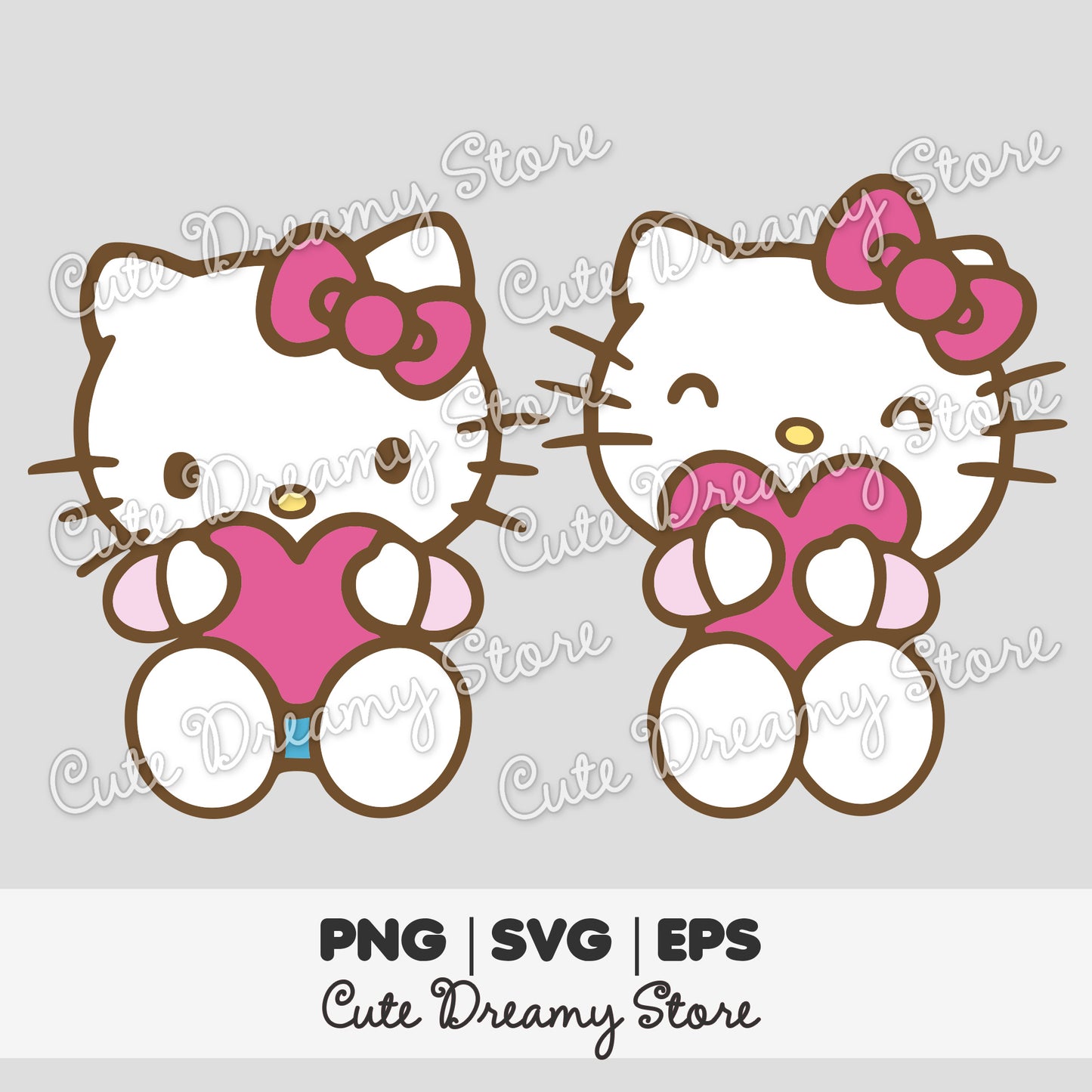 Hello Kitty Holding Heart Clipart SVG / PNG / EPS vector
