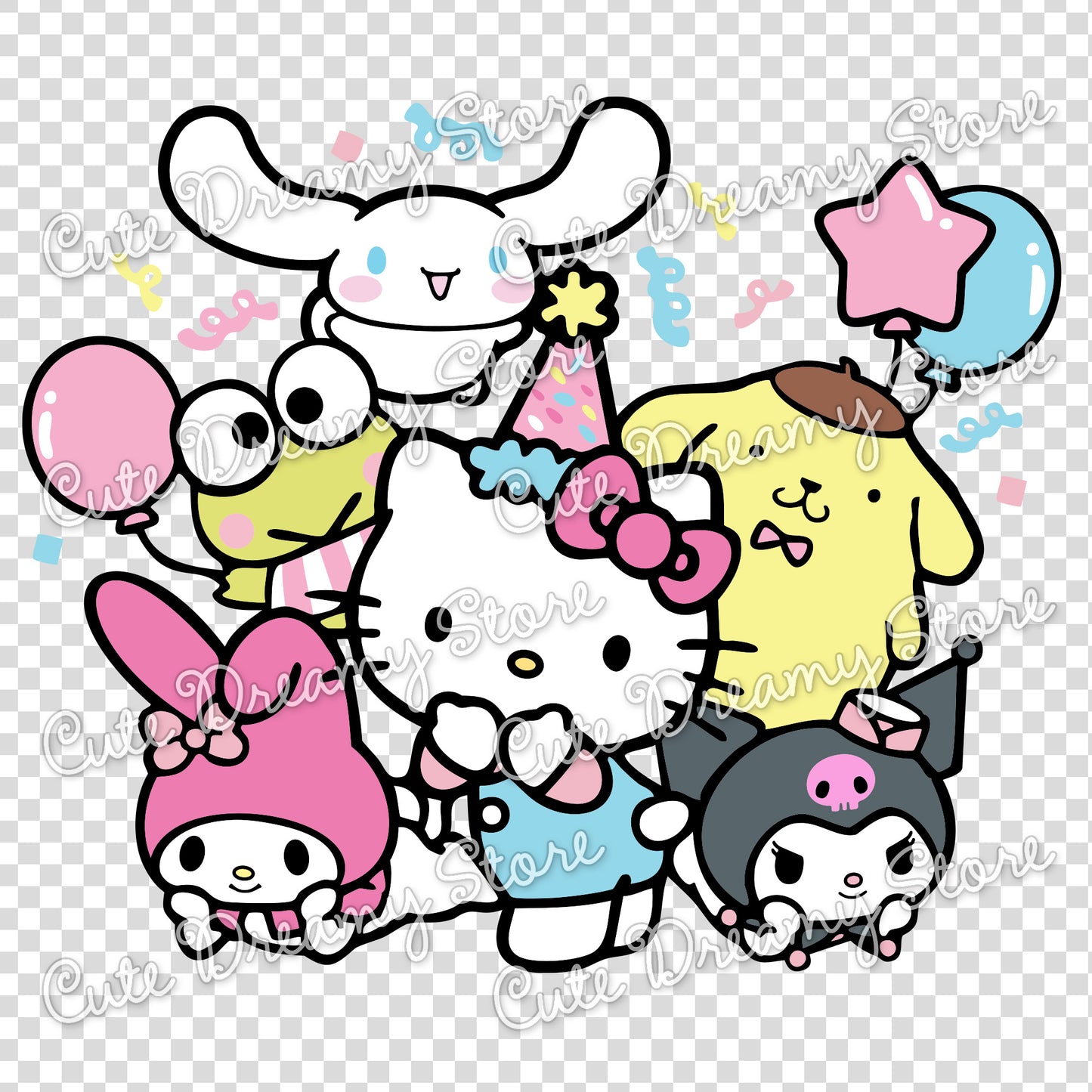 Hello Kitty and Friends Birthday Clipart SVG / PNG / EPS vector