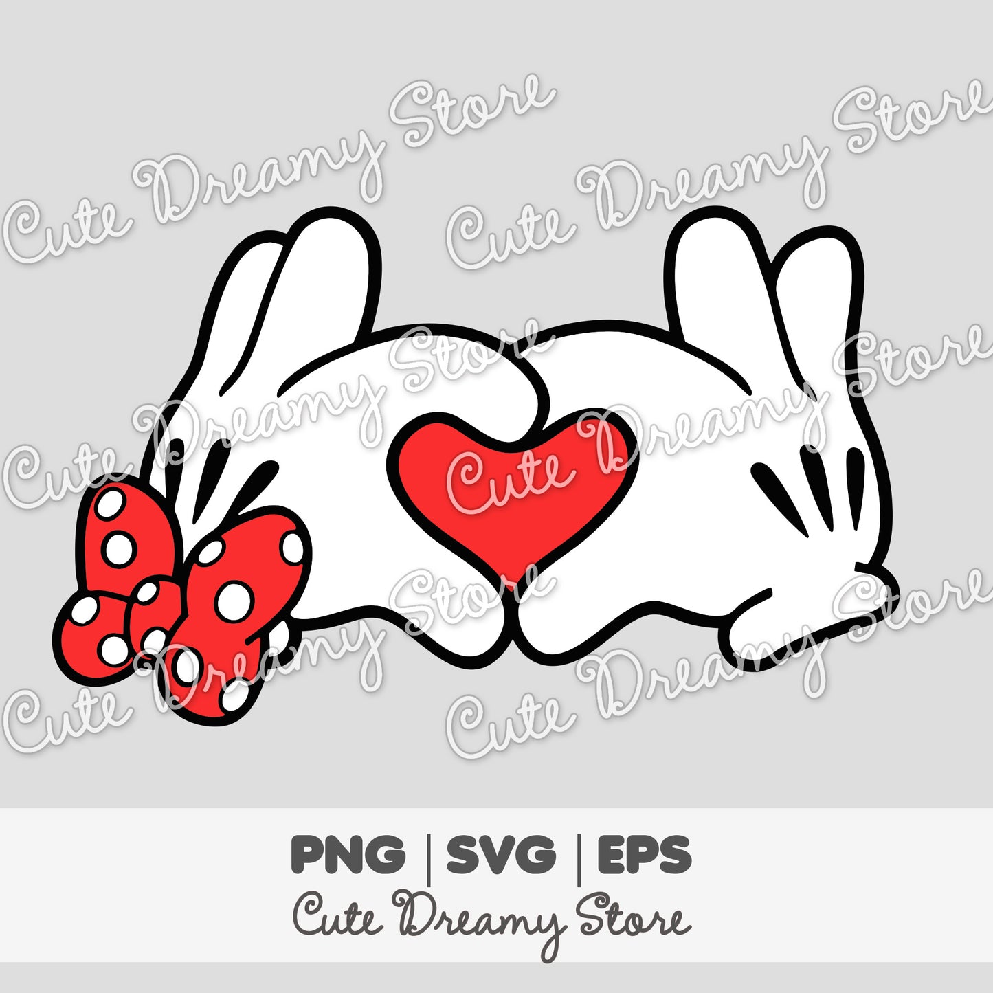 Mickey and Minnie Mouse Love Hands Clipart SVG / PNG / EPS vector