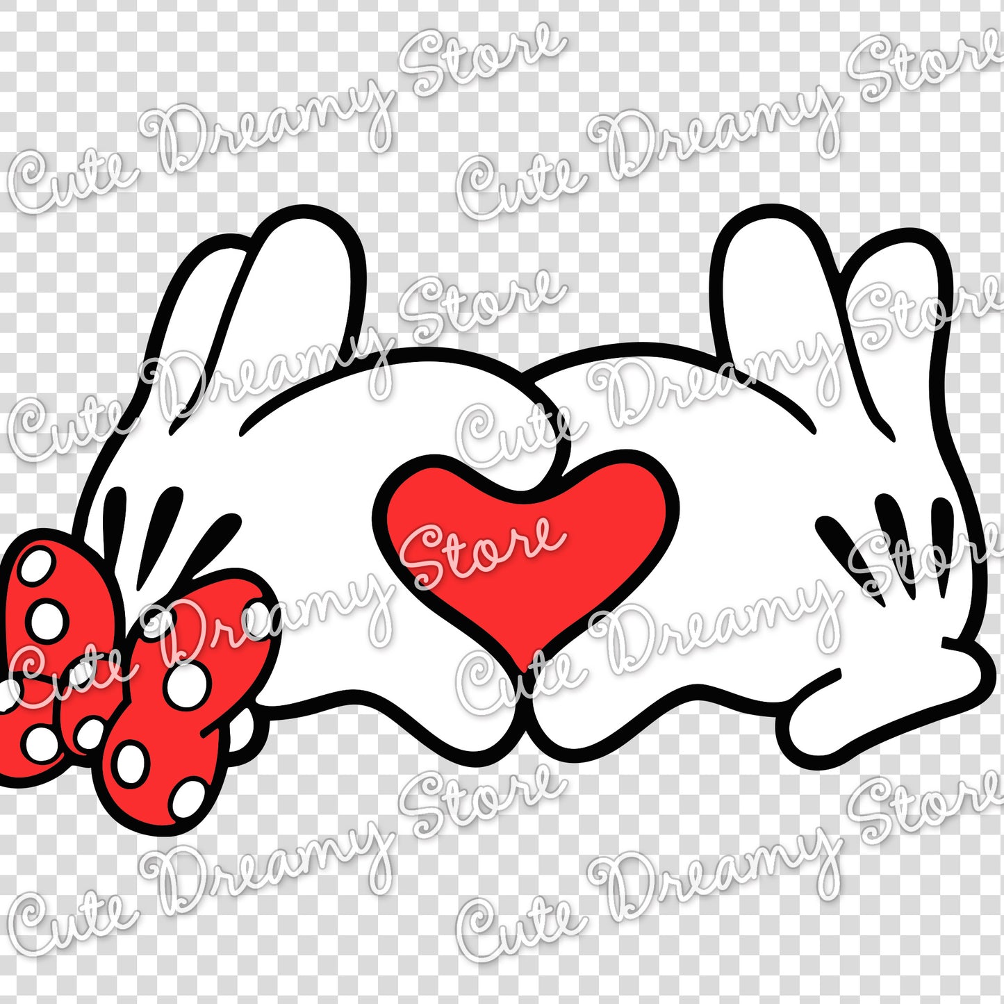 Mickey and Minnie Mouse Love Hands Clipart SVG / PNG / EPS vector