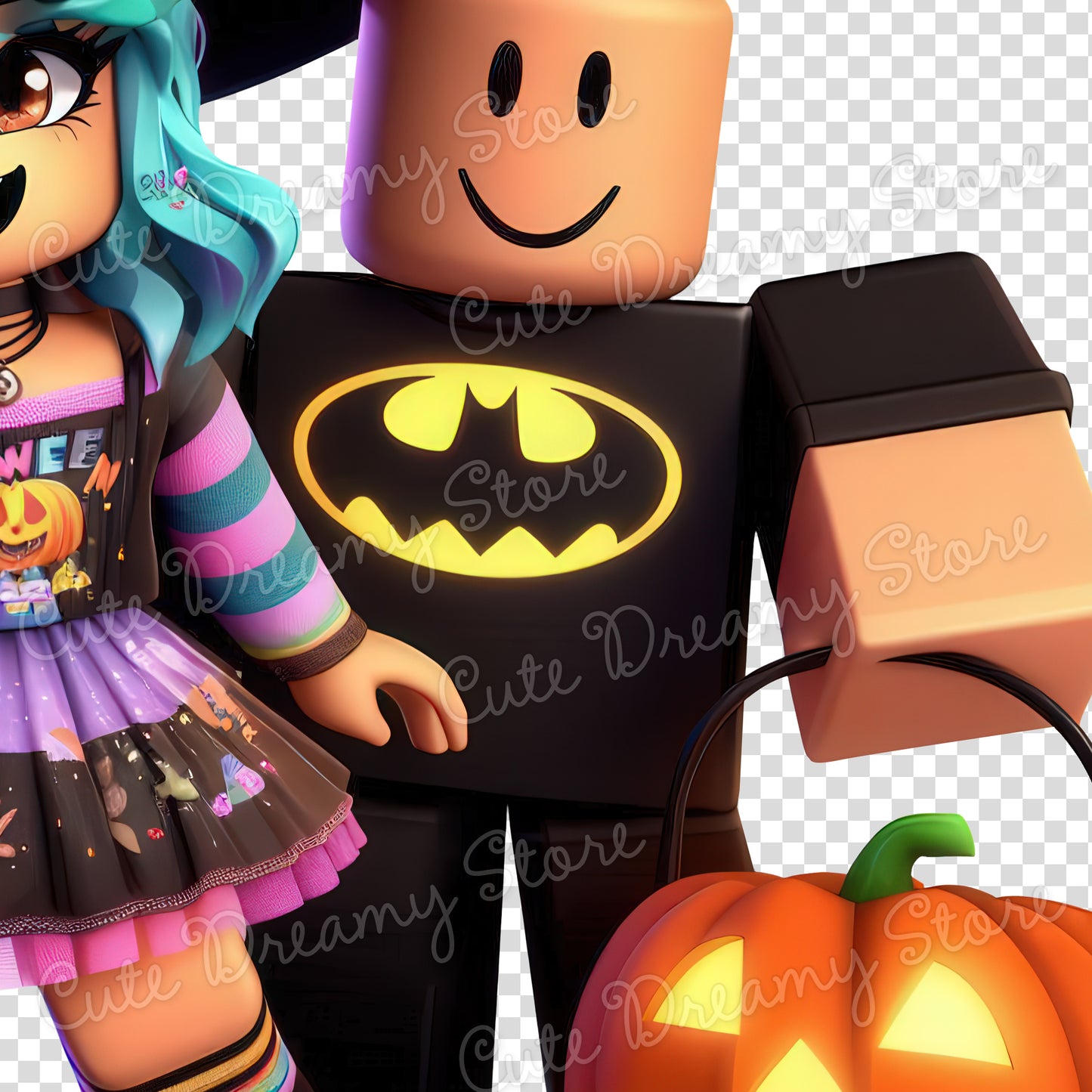 Roblox Halloween Girl and Boy Clipart / PNG transparent background