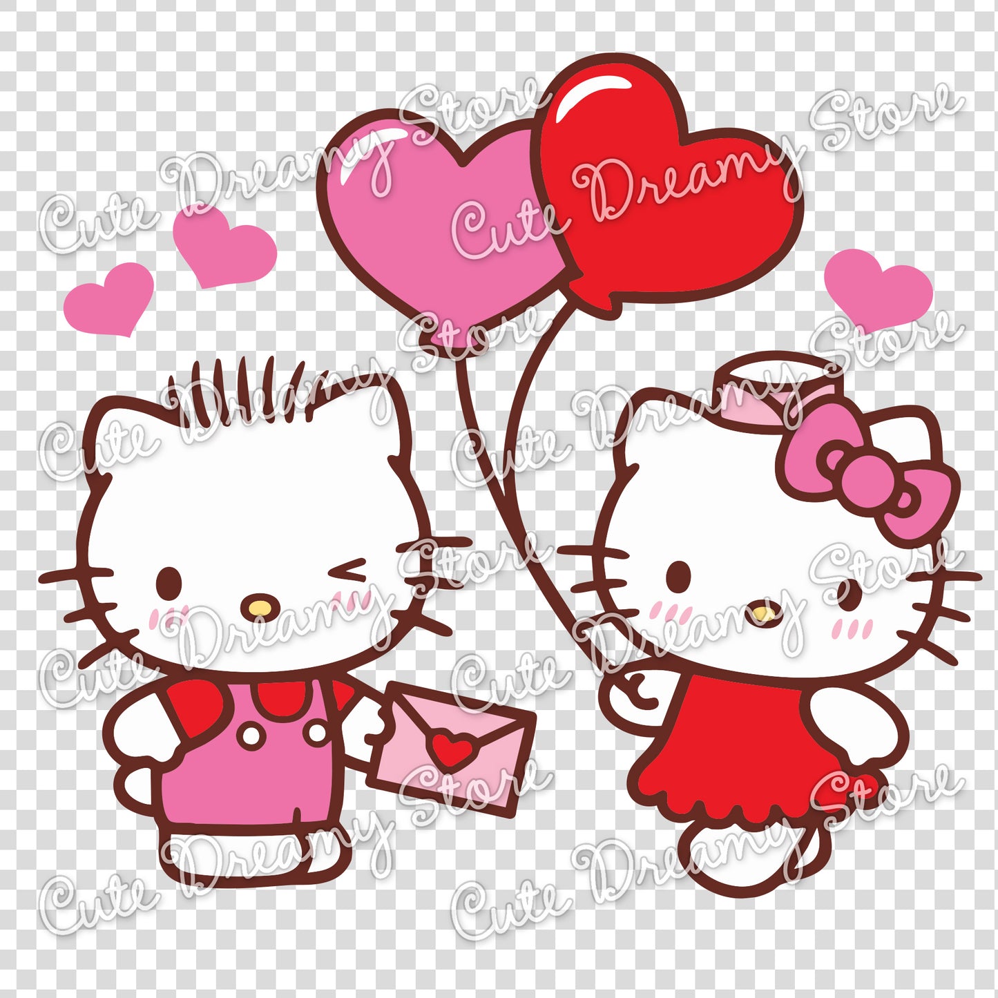 Valentine's Day Hello Kitty and Boyfriend Clipart SVG / PNG / EPS vector