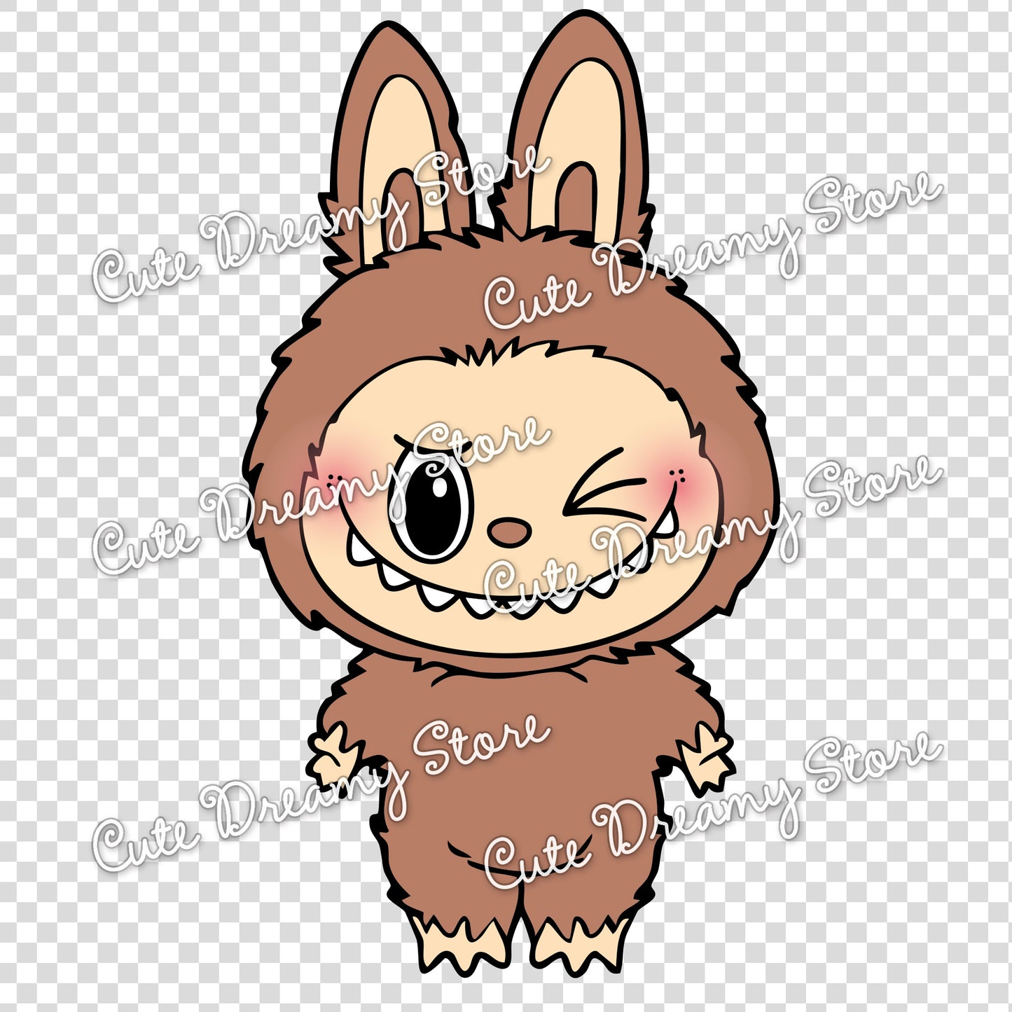 Brown Labubu Transparent PNG Clipart – Digital Download