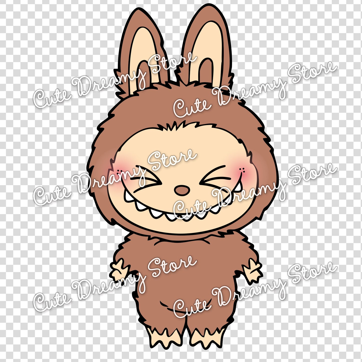Brown Labubu Transparent PNG Clipart – Digital Download