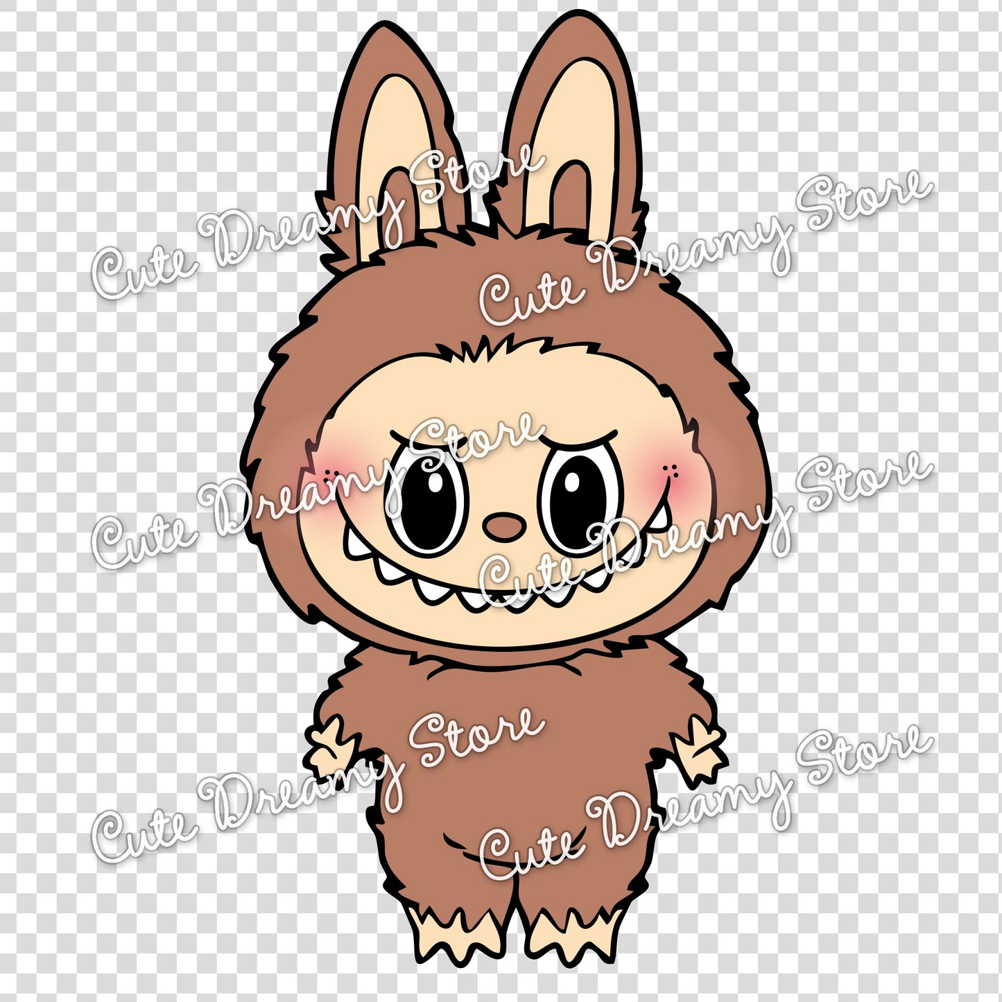 Brown Labubu Transparent PNG Clipart – Digital Download