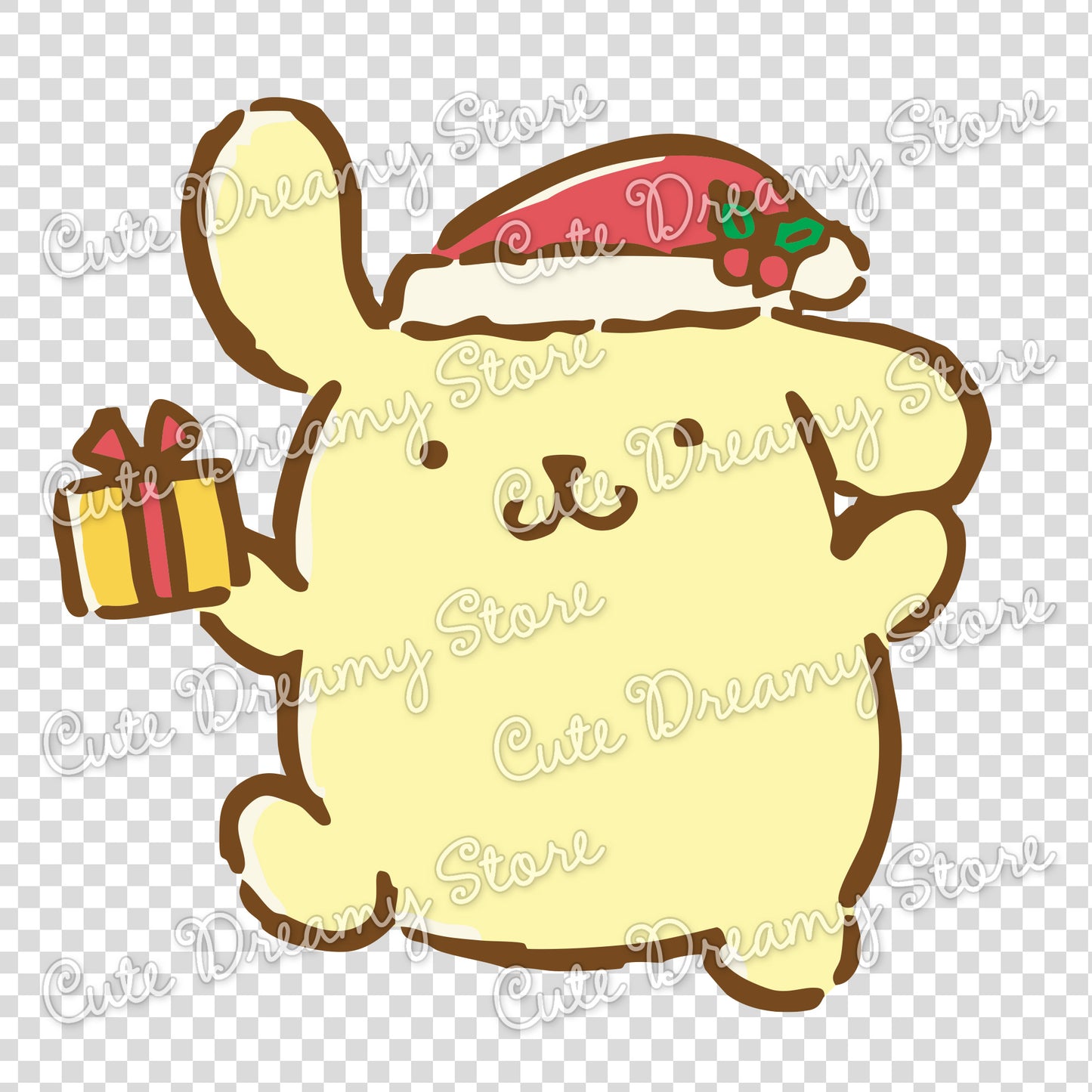 Christmas Pompompurin with Gift Clipart SVG / PNG / EPS Vector