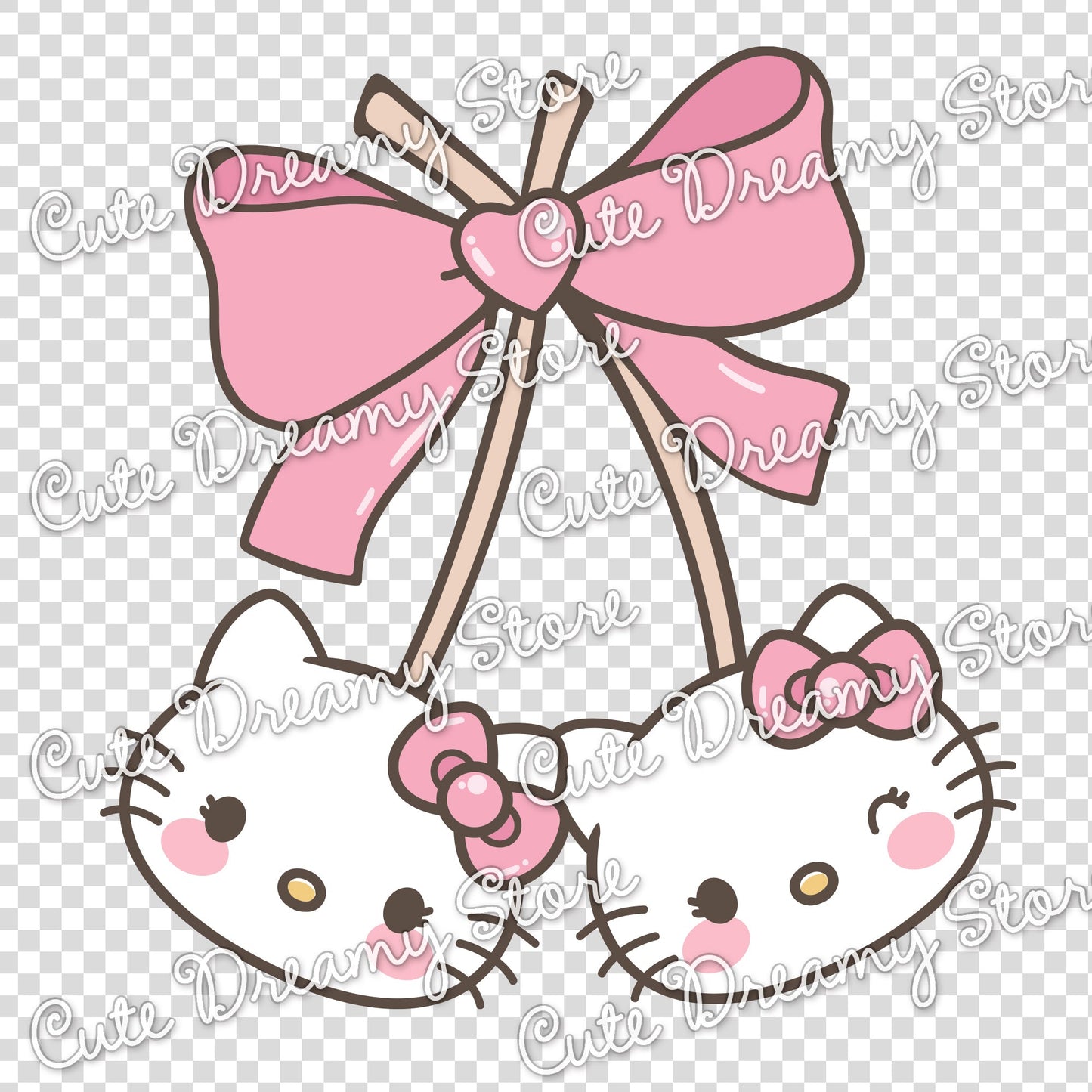 Coquette Bow Cherries Hello Kitty Clipart SVG / PNG / EPS vector
