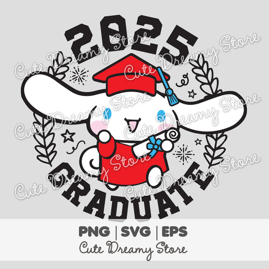Graduation Cinnamoroll Clipart 2025 in red SVG / PNG / EPS vector