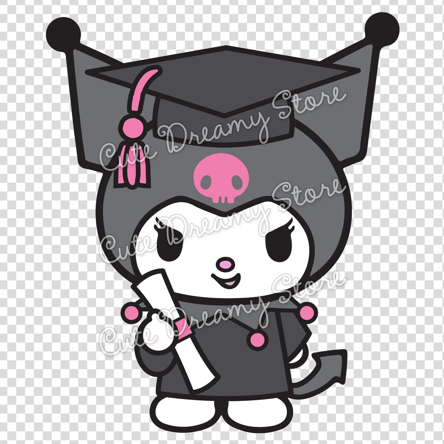 Graduation Kuromi Clipart SVG / PNG / EPS vector / KRG01 - Cute Dreamy Store