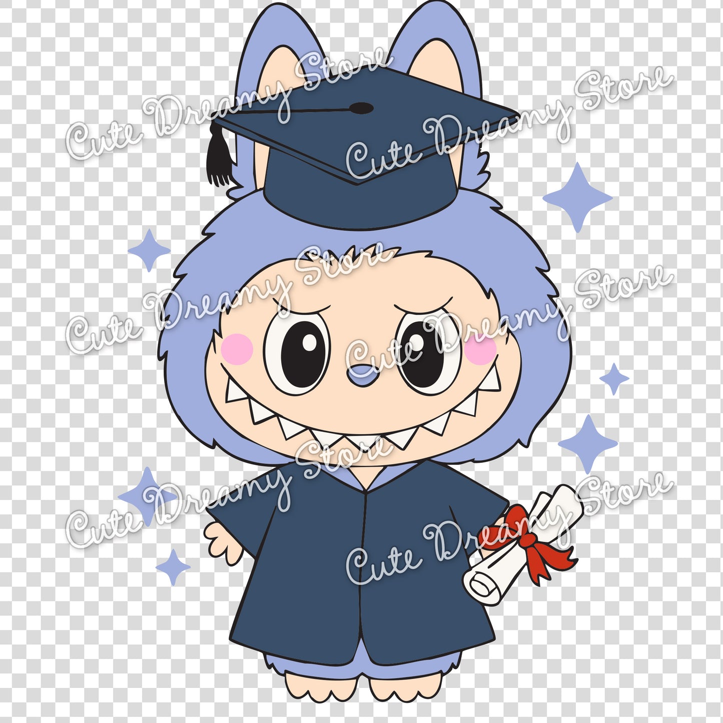 Graduation Labubu clipart set SVG / PNG / EPS vector