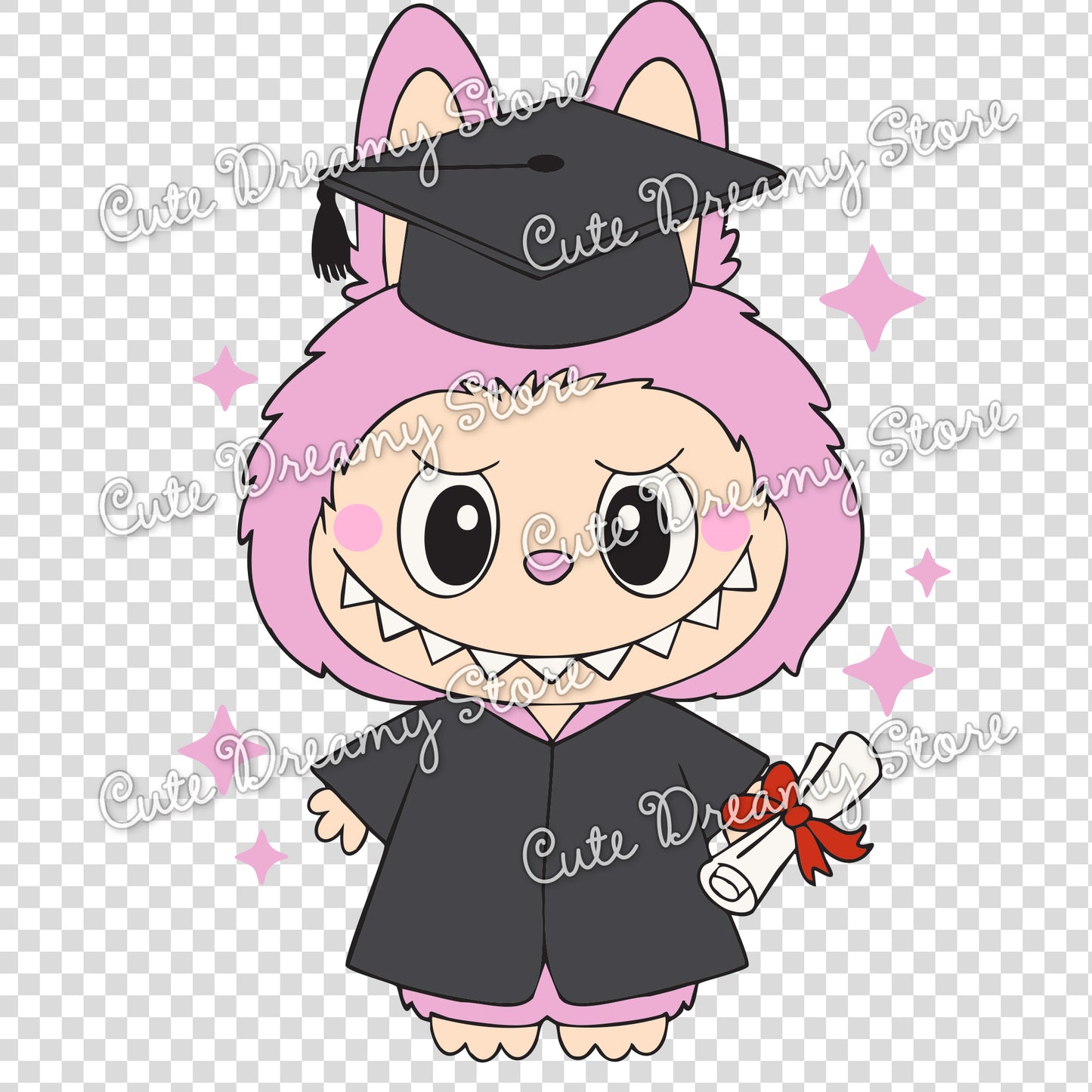 Graduation Labubu clipart set SVG / PNG / EPS vector