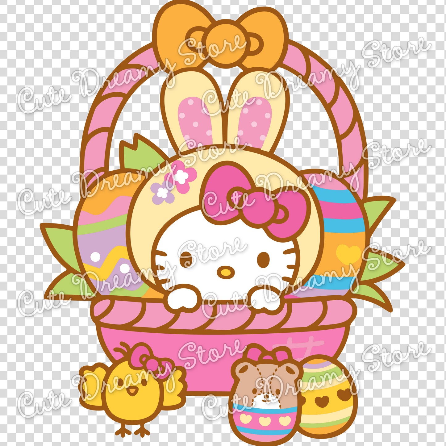 Hello Kitty Easter Basket Clipart SVG / PNG / EPS vector