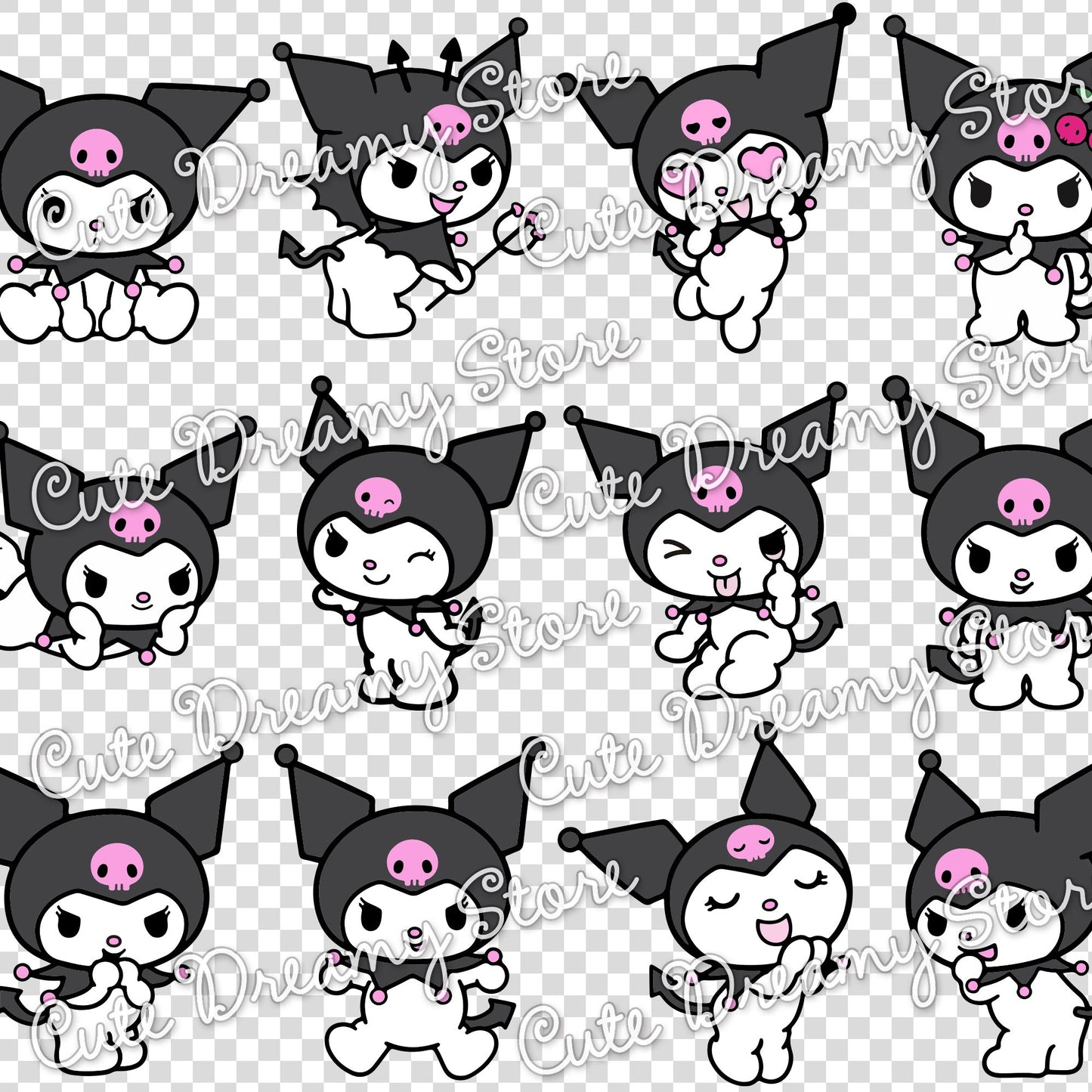 Kuromi’s Fun Poses Bundle Clipart SVG / PNG / EPS Vector