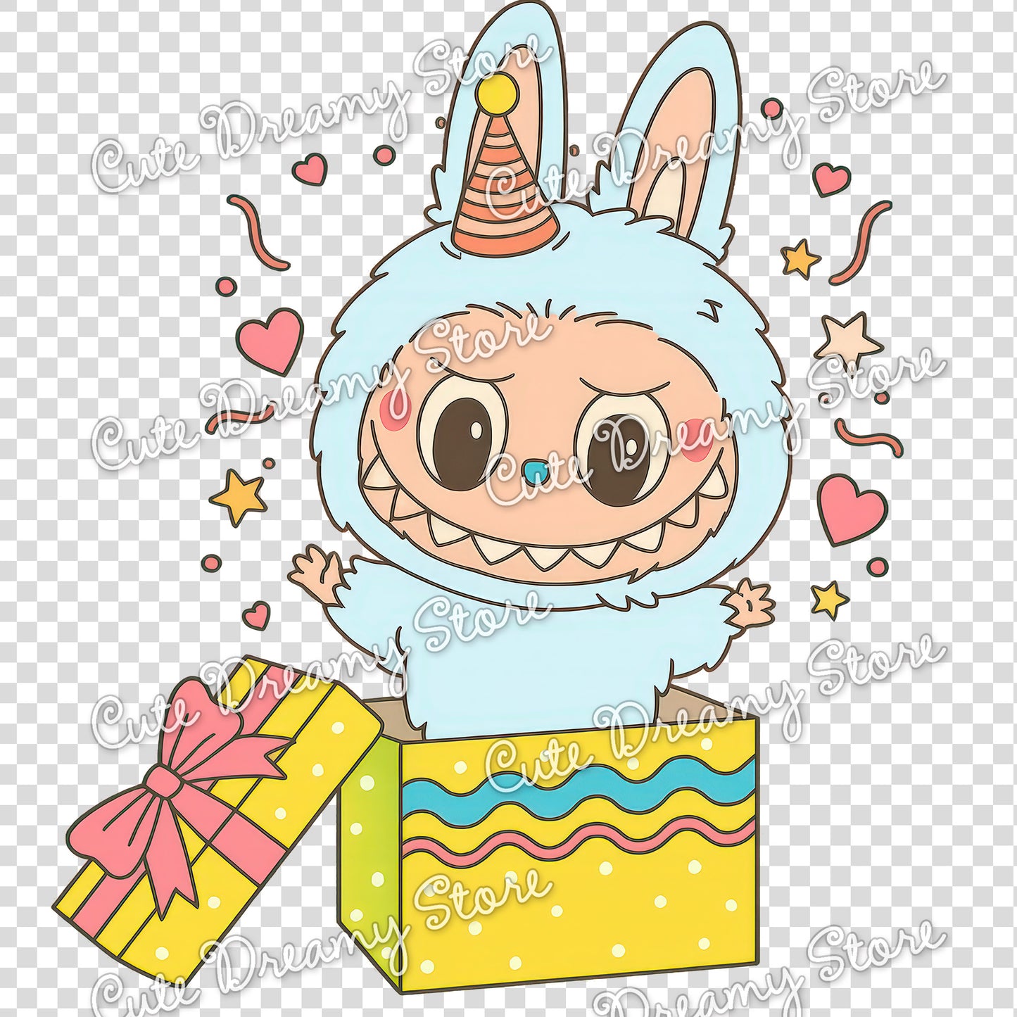 Paquete de feliz cumpleaños de Labubu, imágenes prediseñadas/PNG con fondos transparentes