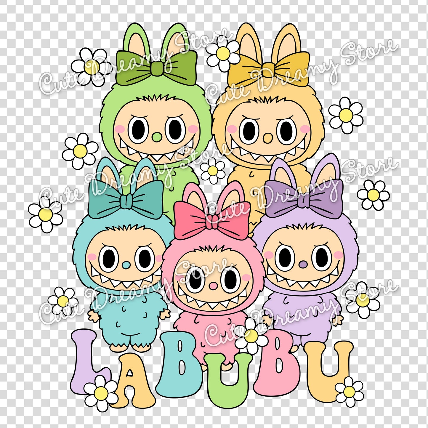 Diseño de imágenes prediseñadas de Labubu pastel SVG/PNG/EPS vector