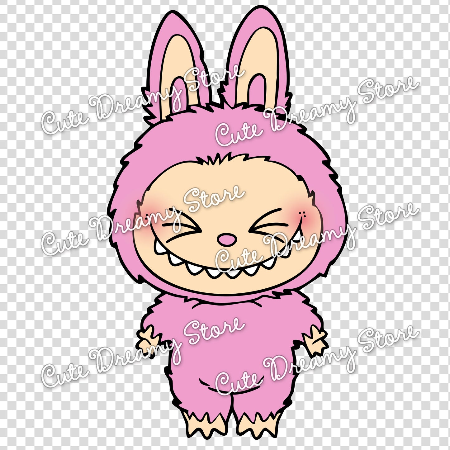 Pink Labubu Transparent PNG Clipart – Digital Download