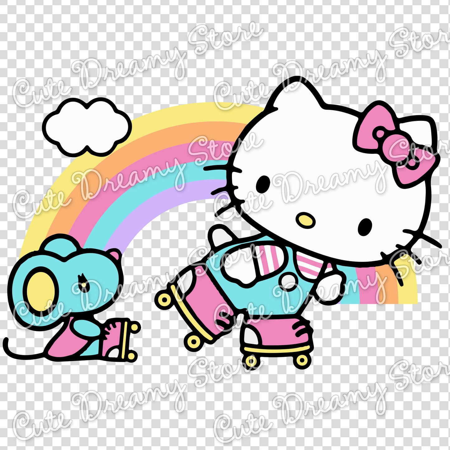 Rainbow Roller Skates Hello Kitty & Friends Clipart SVG / PNG / EPS vector