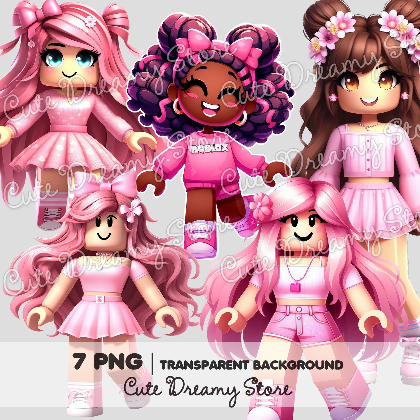 Roblox Pink Gamer Girls Clipart / PNG transparent Backgound - Cute Dreamy Store