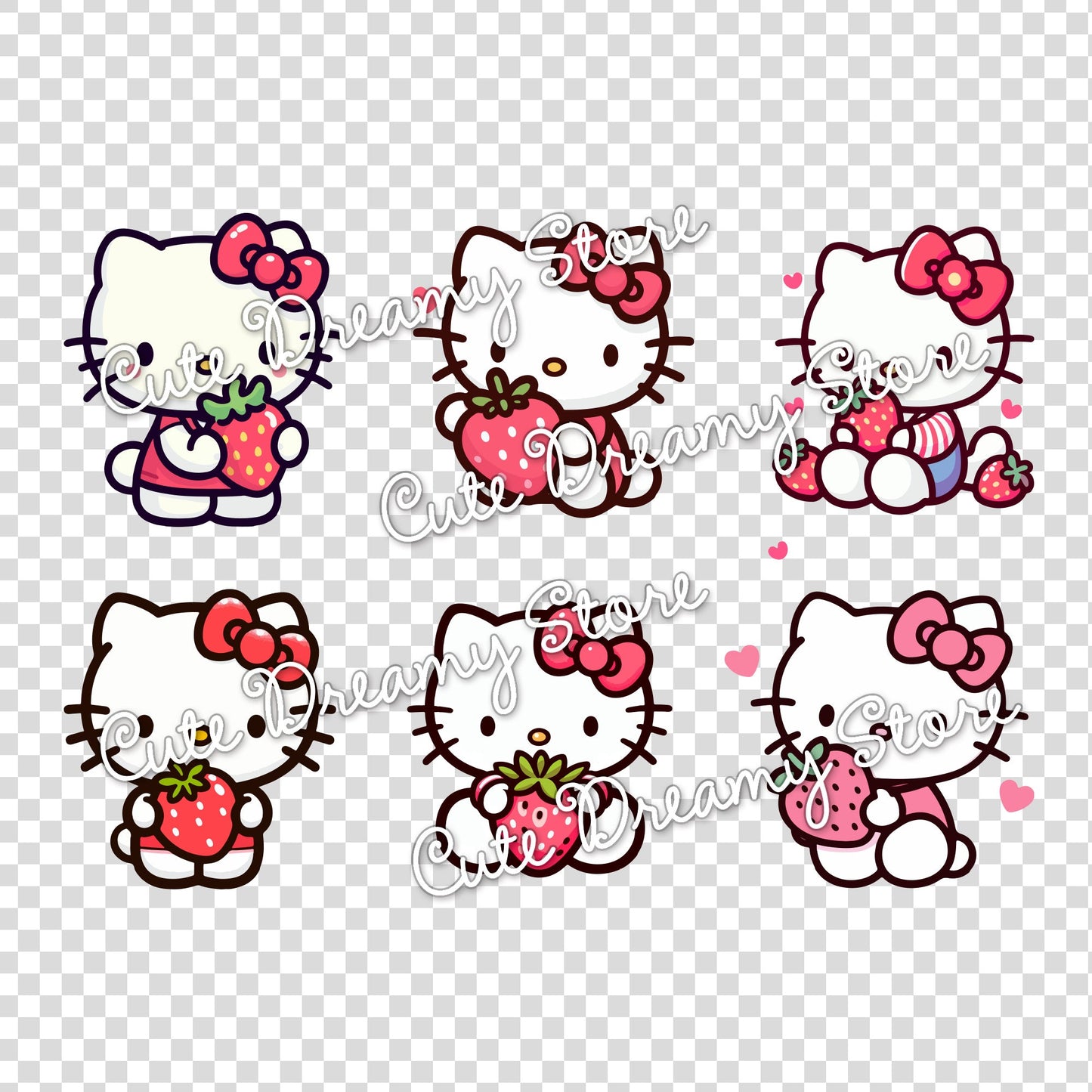 Strawberry Hello Kitty Bundle Clipart SVG / PNG / EPS vector