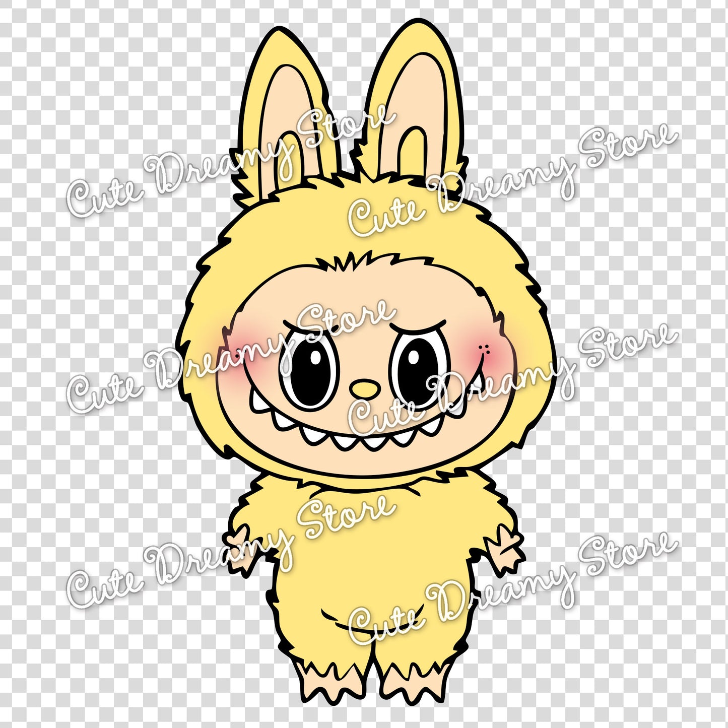 Yellow Labubu Transparent PNG Clipart – Digital Download