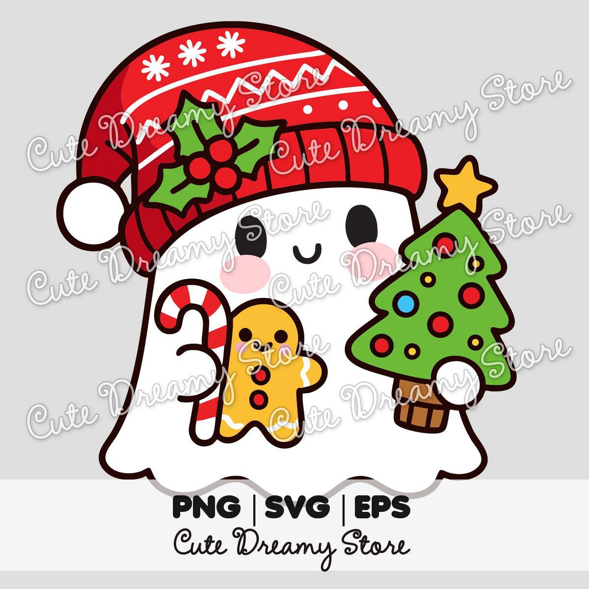 Cute Christmas ghost clipart from Cute & Dreamy holiday digital downloads