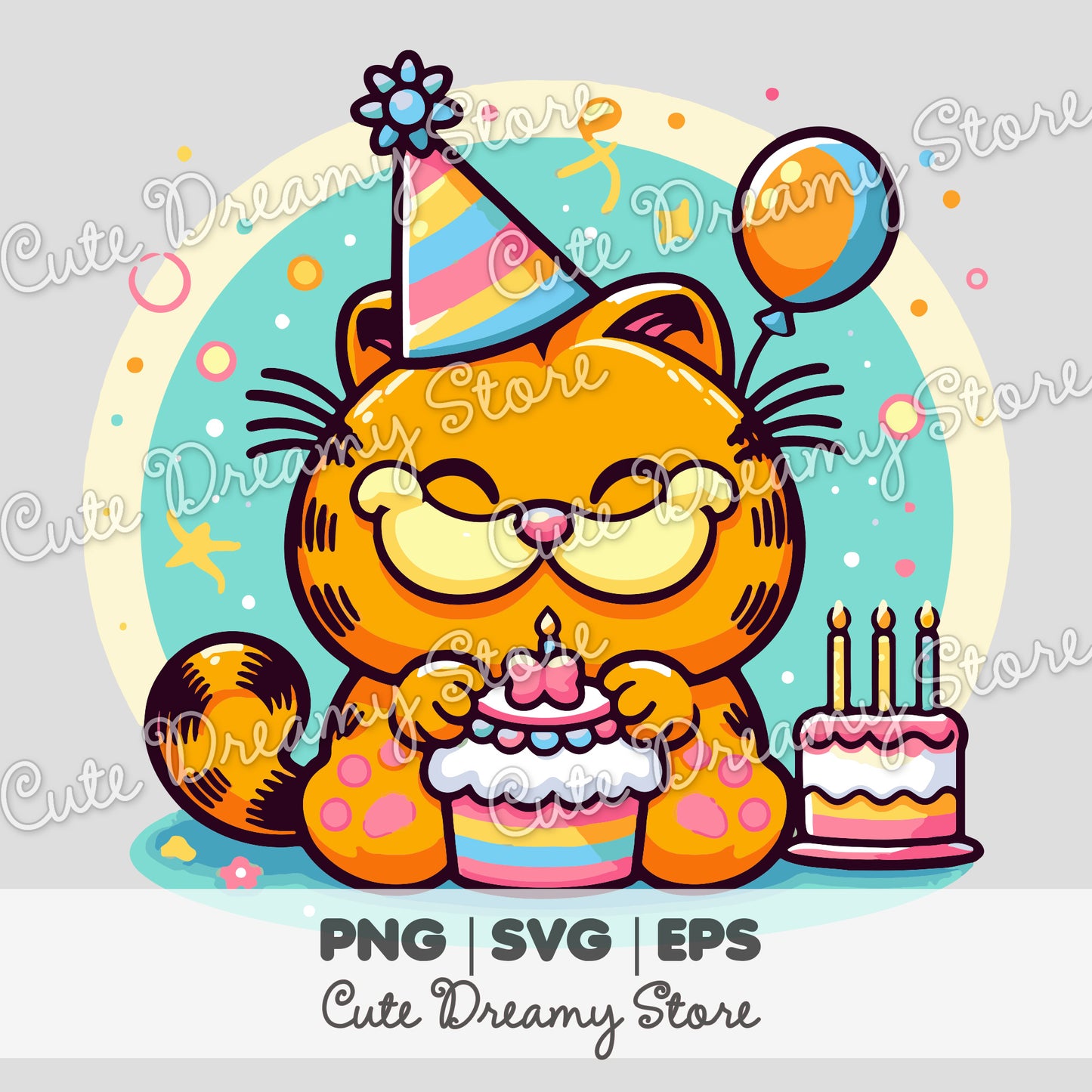 Birthday Garfield Clipart SVG / PNG / EPS vector