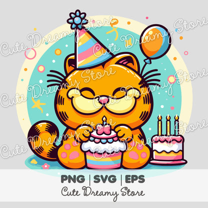 Birthday Garfield Clipart SVG / PNG / EPS vector