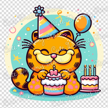 Birthday Garfield Clipart SVG / PNG / EPS vector