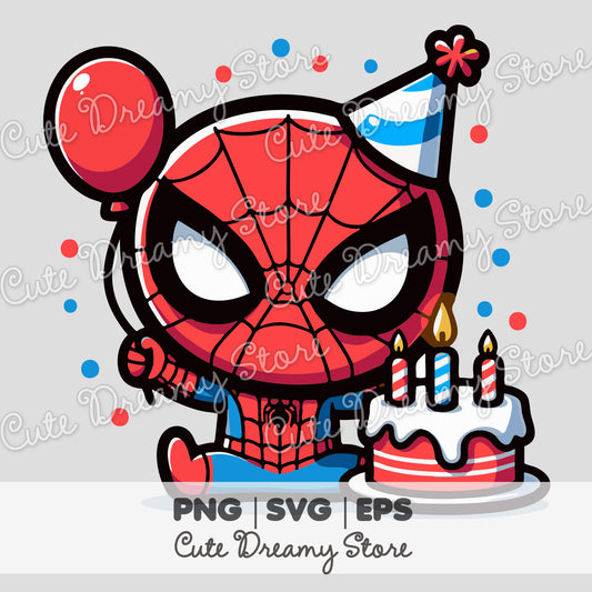 Cumpleaños Spiderman Clipart SVG / PNG / EPS vector