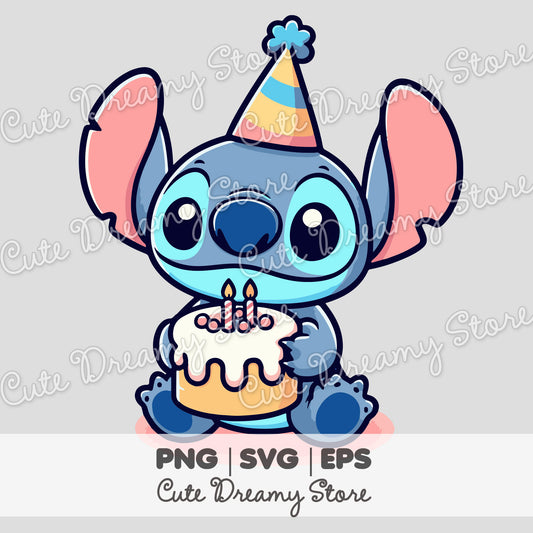 Cumpleaños Stitch Clipart SVG / PNG / EPS vector