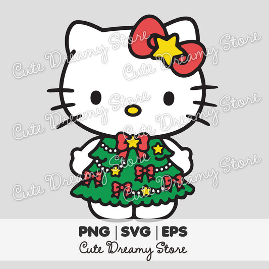 Árbol de Navidad de Hello Kitty Clipart SVG / PNG / EPS vector 01