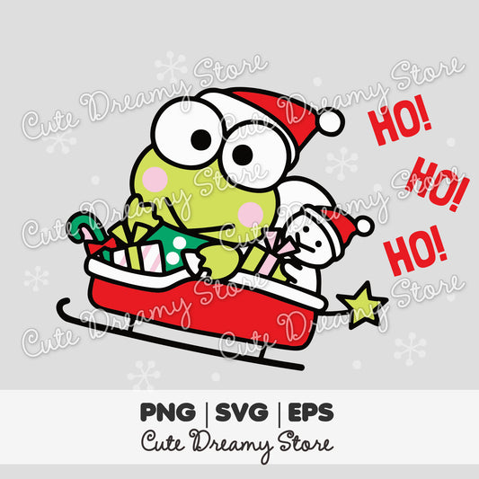 Trineo navideño de Keroppi, imágenes prediseñadas SVG/PNG/EPS