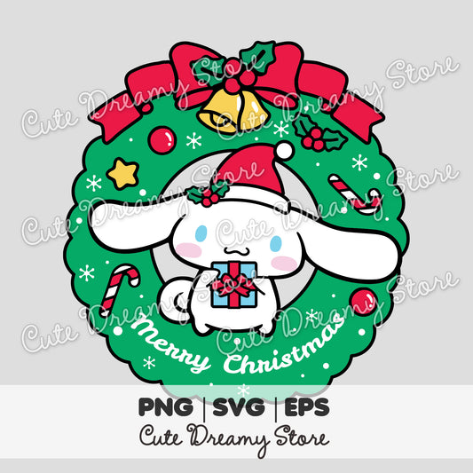 Christmas Wreath Cinnamoroll Clipart SVG / PNG / EPS vector