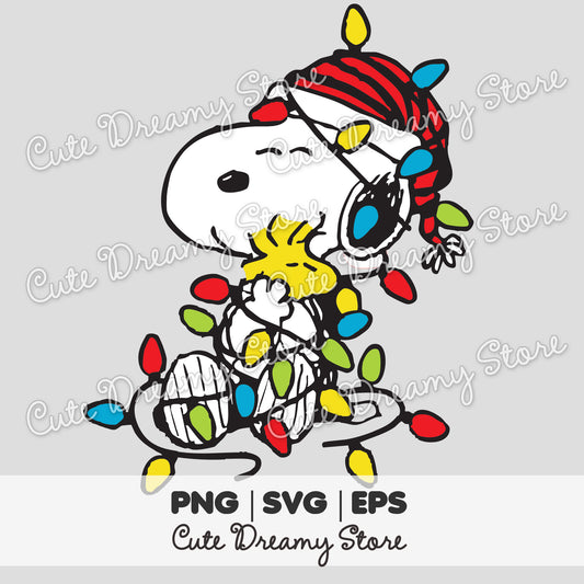 Christmas Snoopy Lights Clipart SVG / PNG / EPS vector