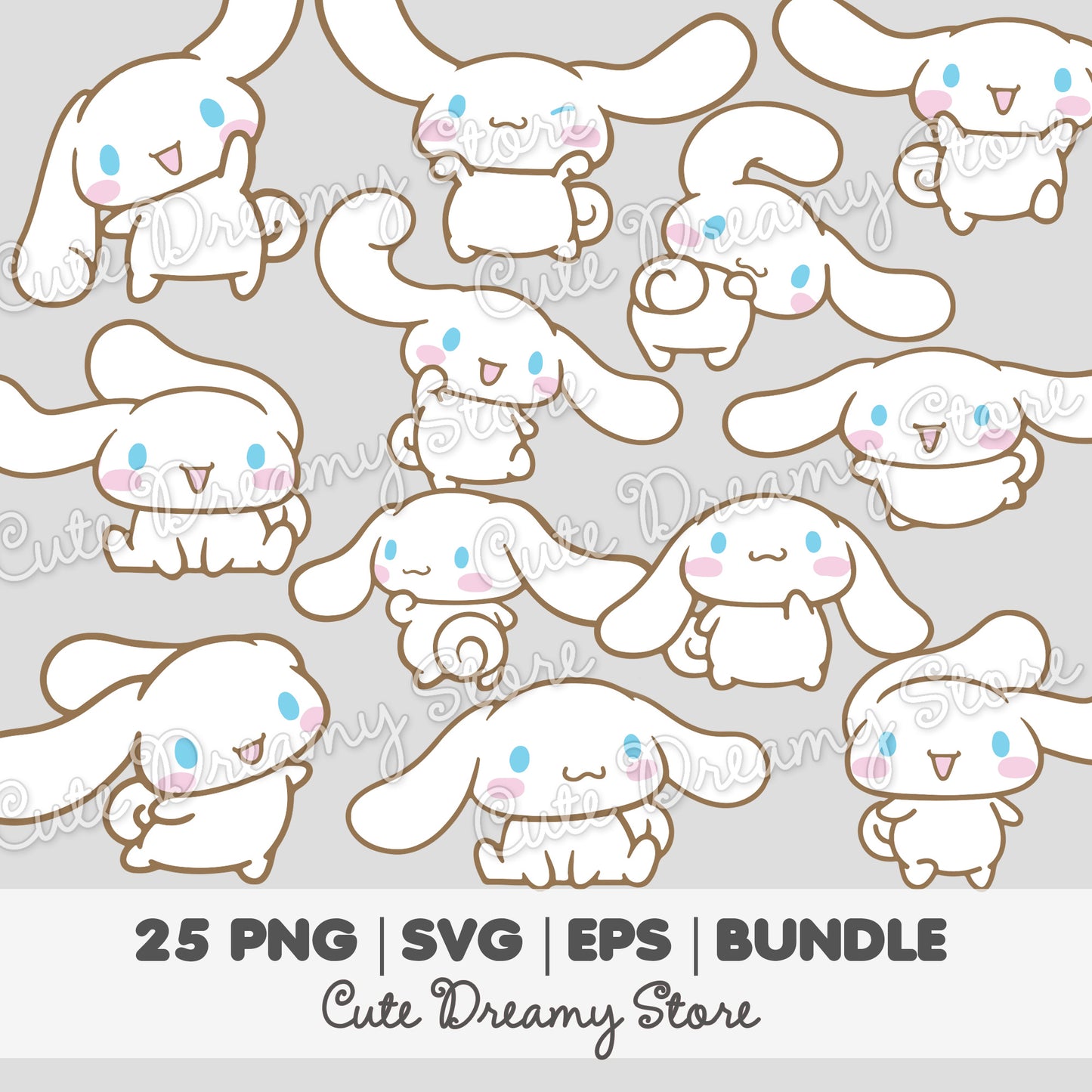 Cinnamoroll 25 Poses Bundle Clipart SVG / PNG / EPS vector