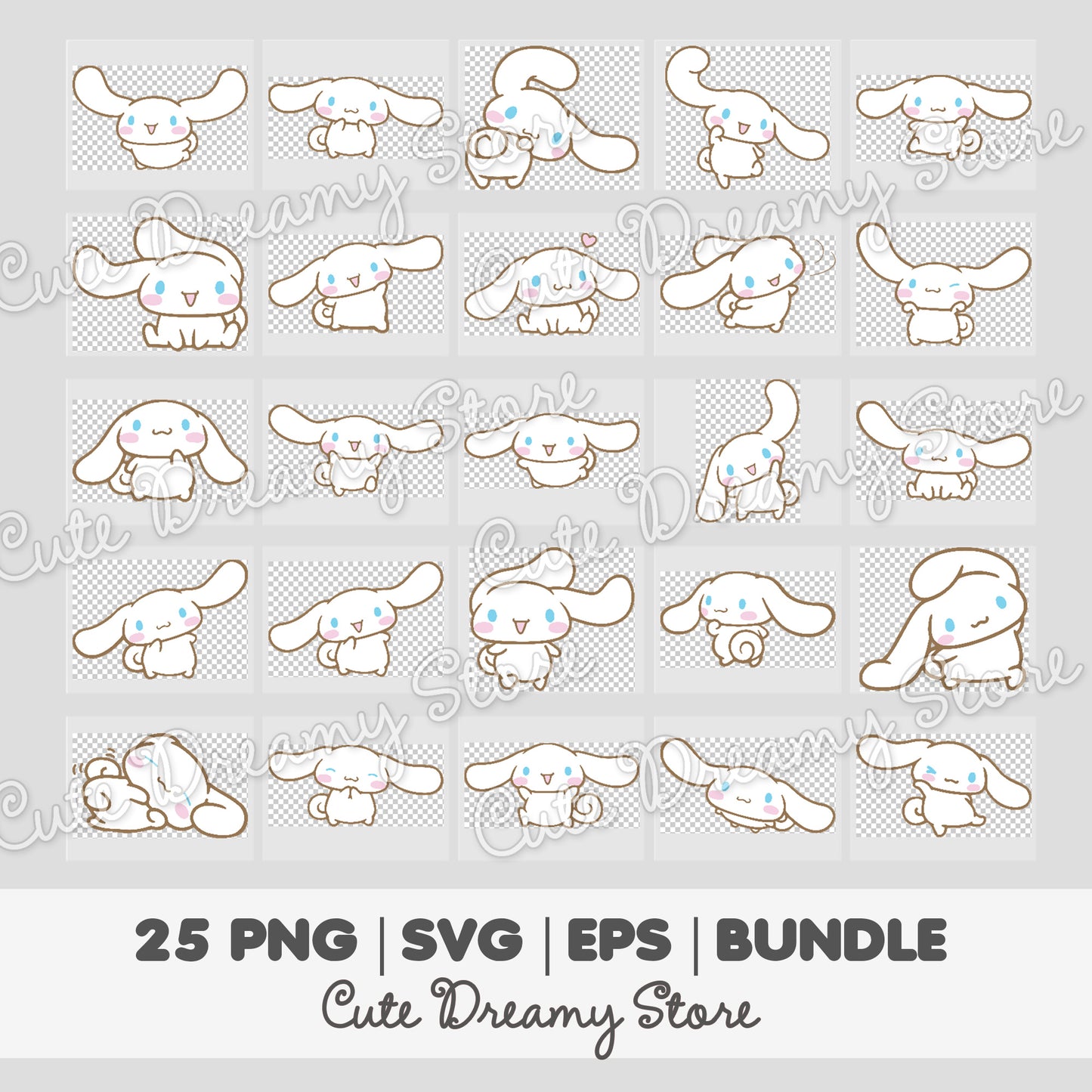 Cinnamoroll 25 Poses Bundle Clipart SVG / PNG / EPS vector