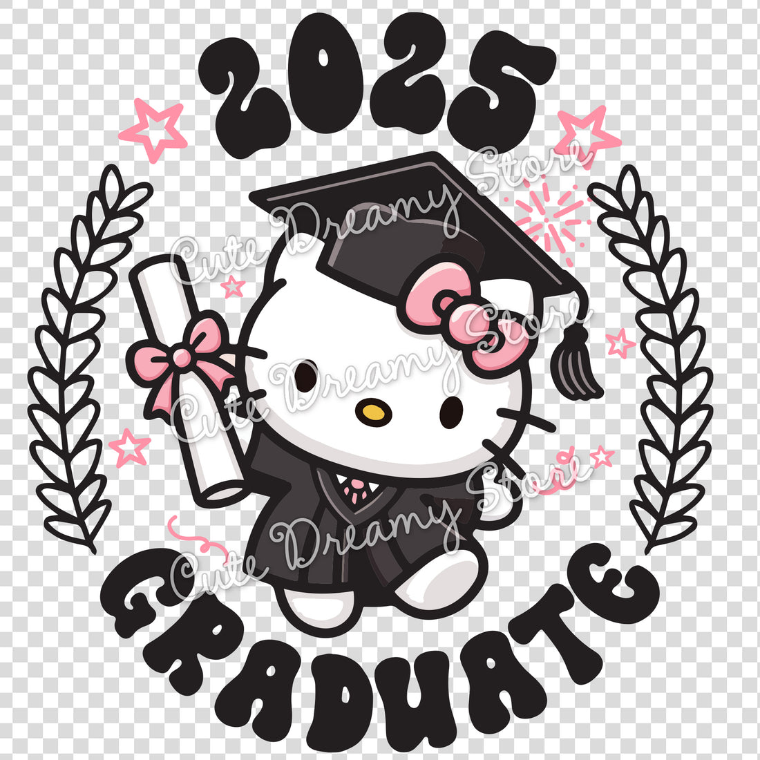 Graduation Hello Kitty Class 2025 Clipart SVG / PNG / EPS vector – Cute ...