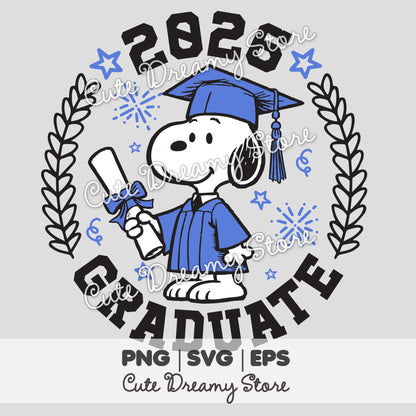 Graduation Snoopy Clipart Class of 2026 BLUE SVG / PNG / EPS vector
