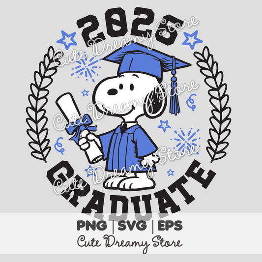 Clipart de Snoopy de graduación Clase de 2026 AZUL SVG / PNG / EPS vector