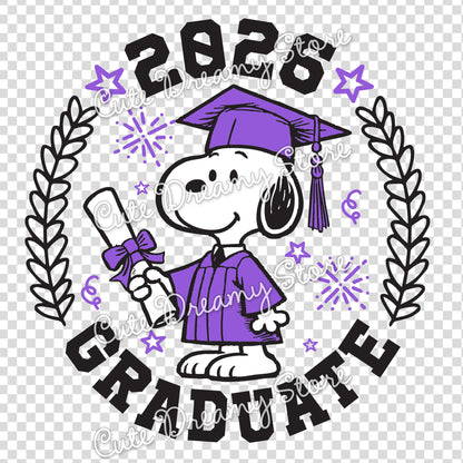 Snoopy Class of 2026 clipart in purple vector style